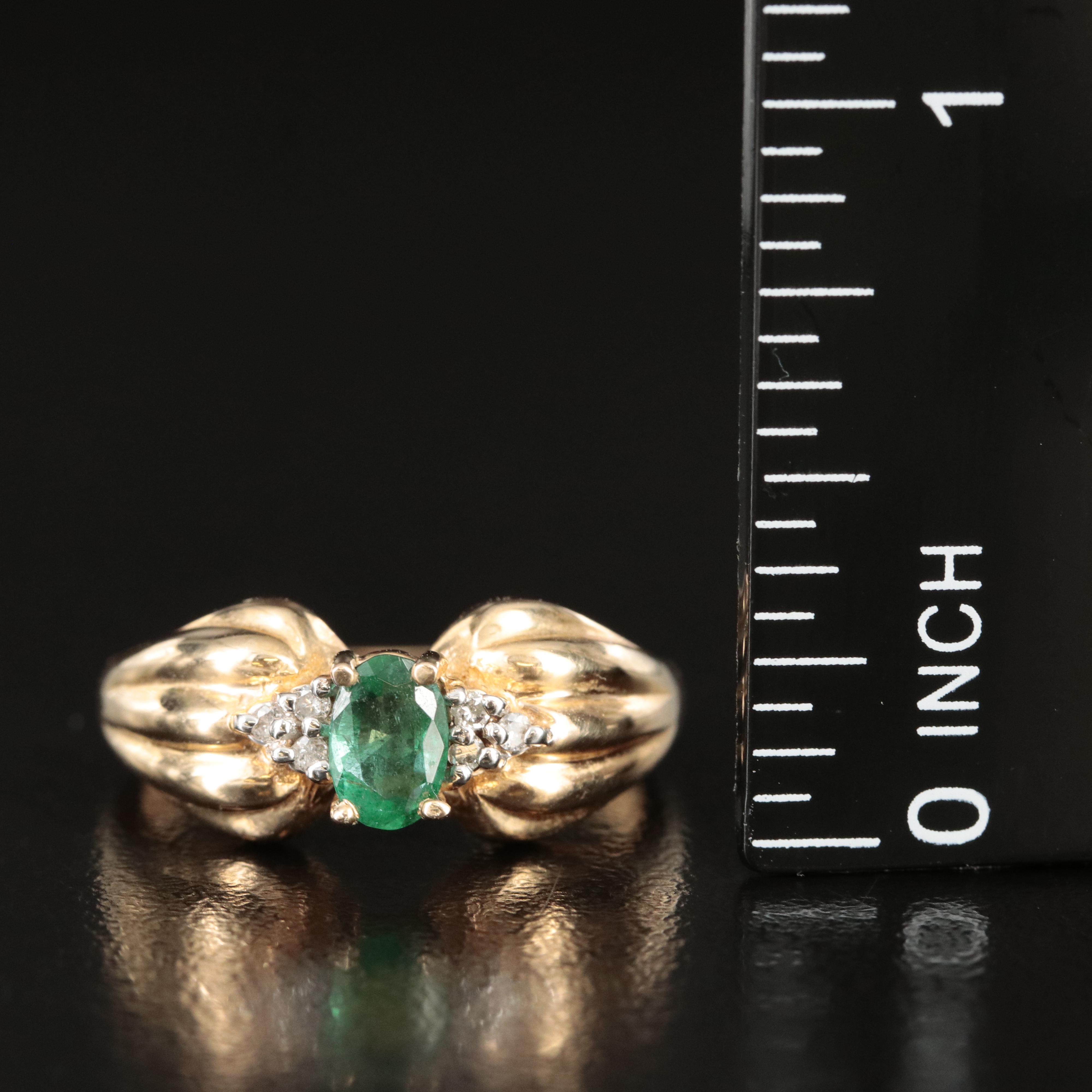14K Emerald and Diamond Ring