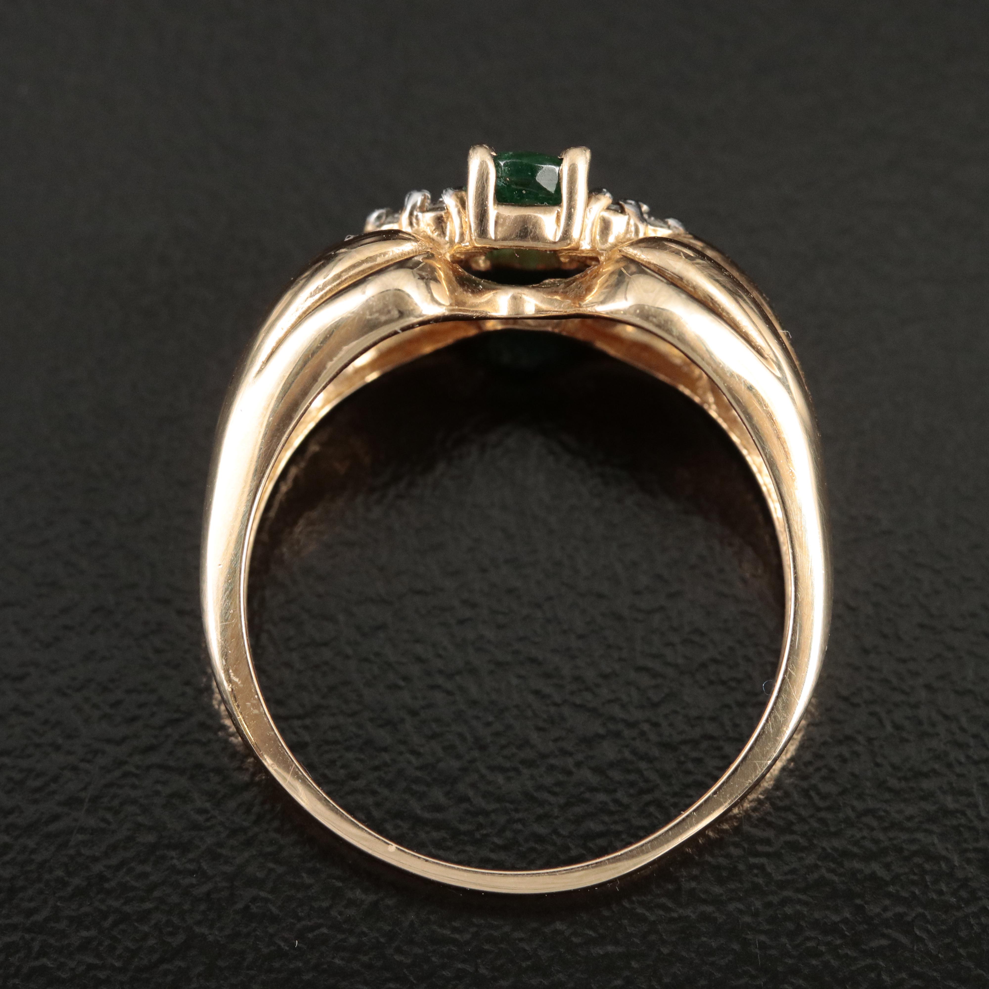 14K Emerald and Diamond Ring