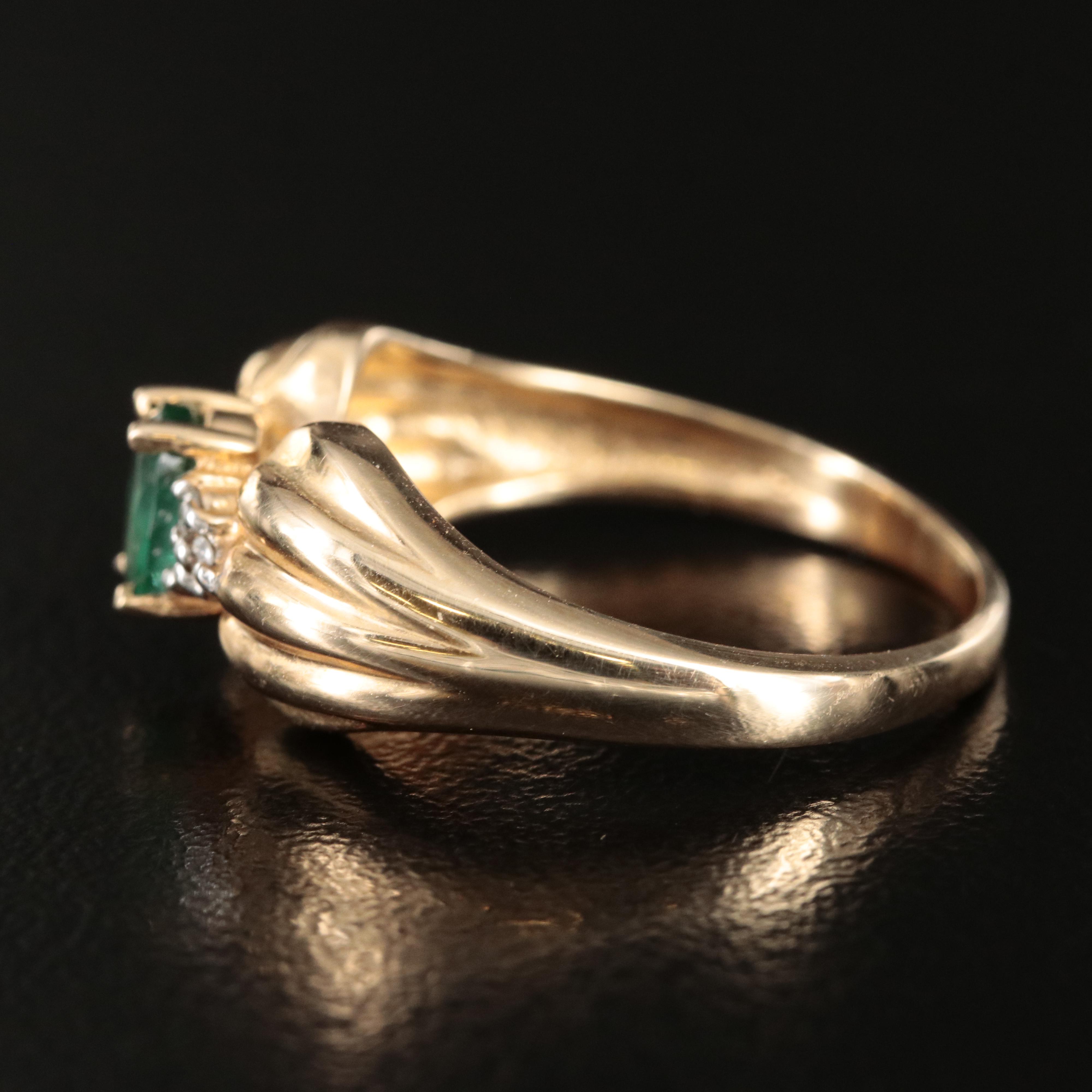 14K Emerald and Diamond Ring