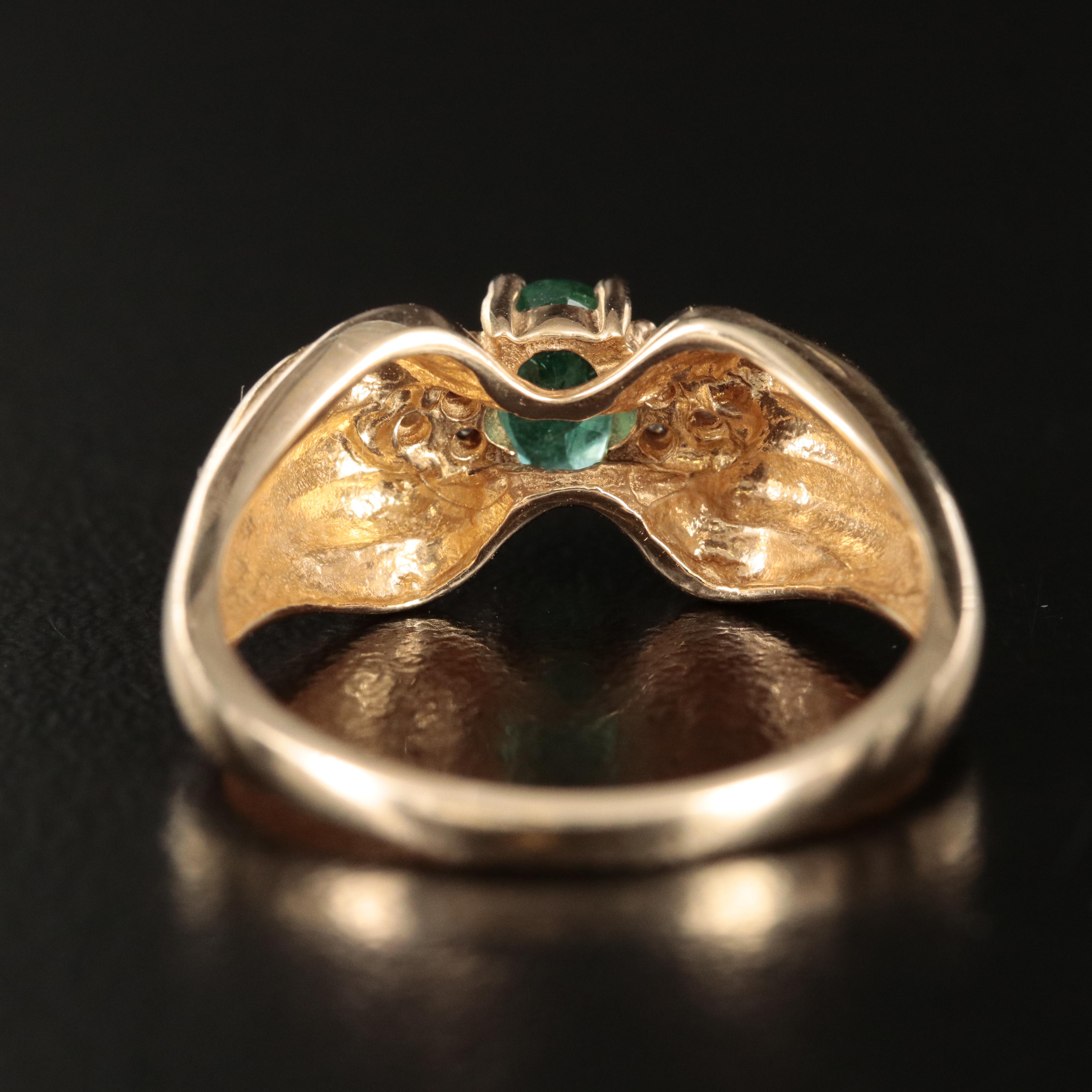 14K Emerald and Diamond Ring