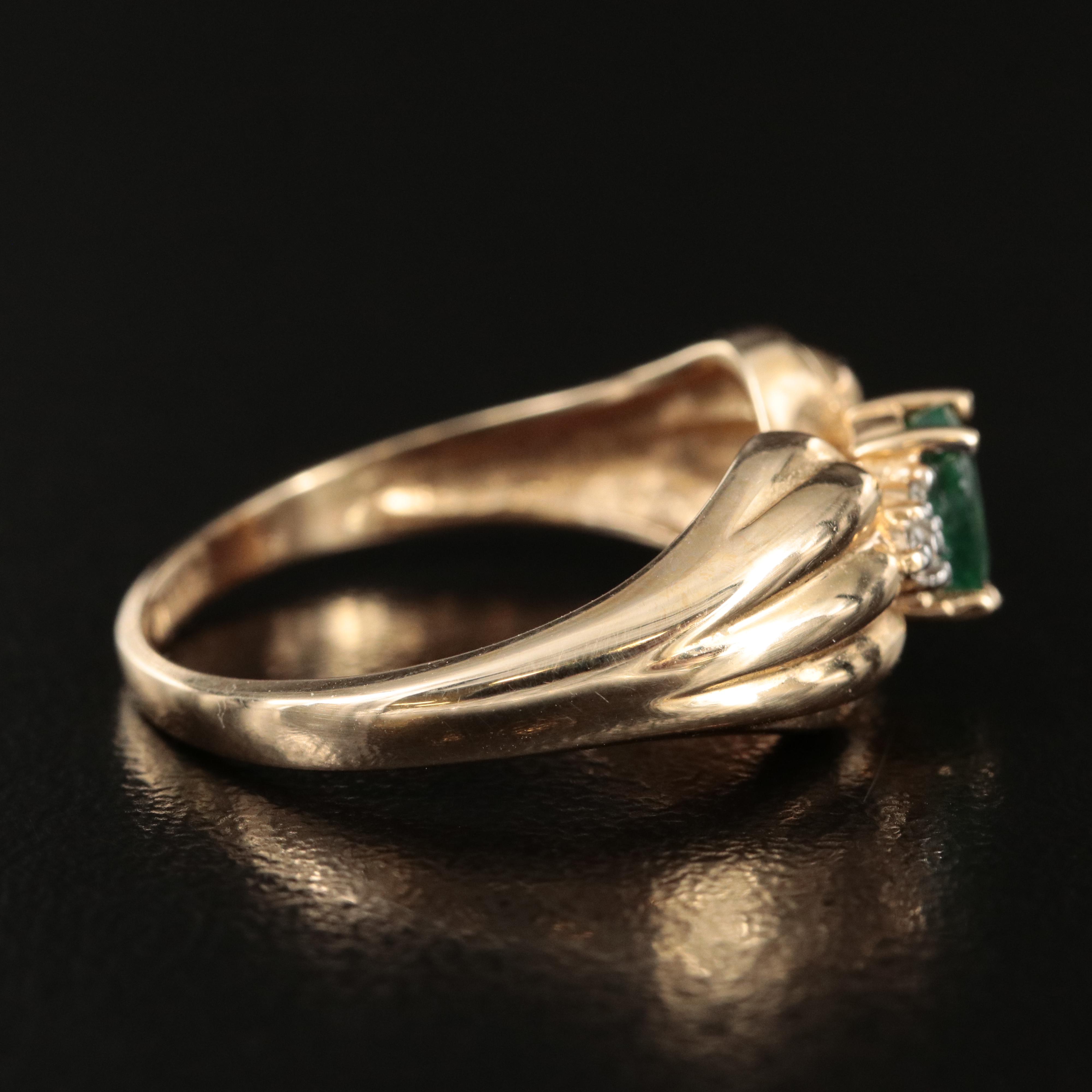 14K Emerald and Diamond Ring