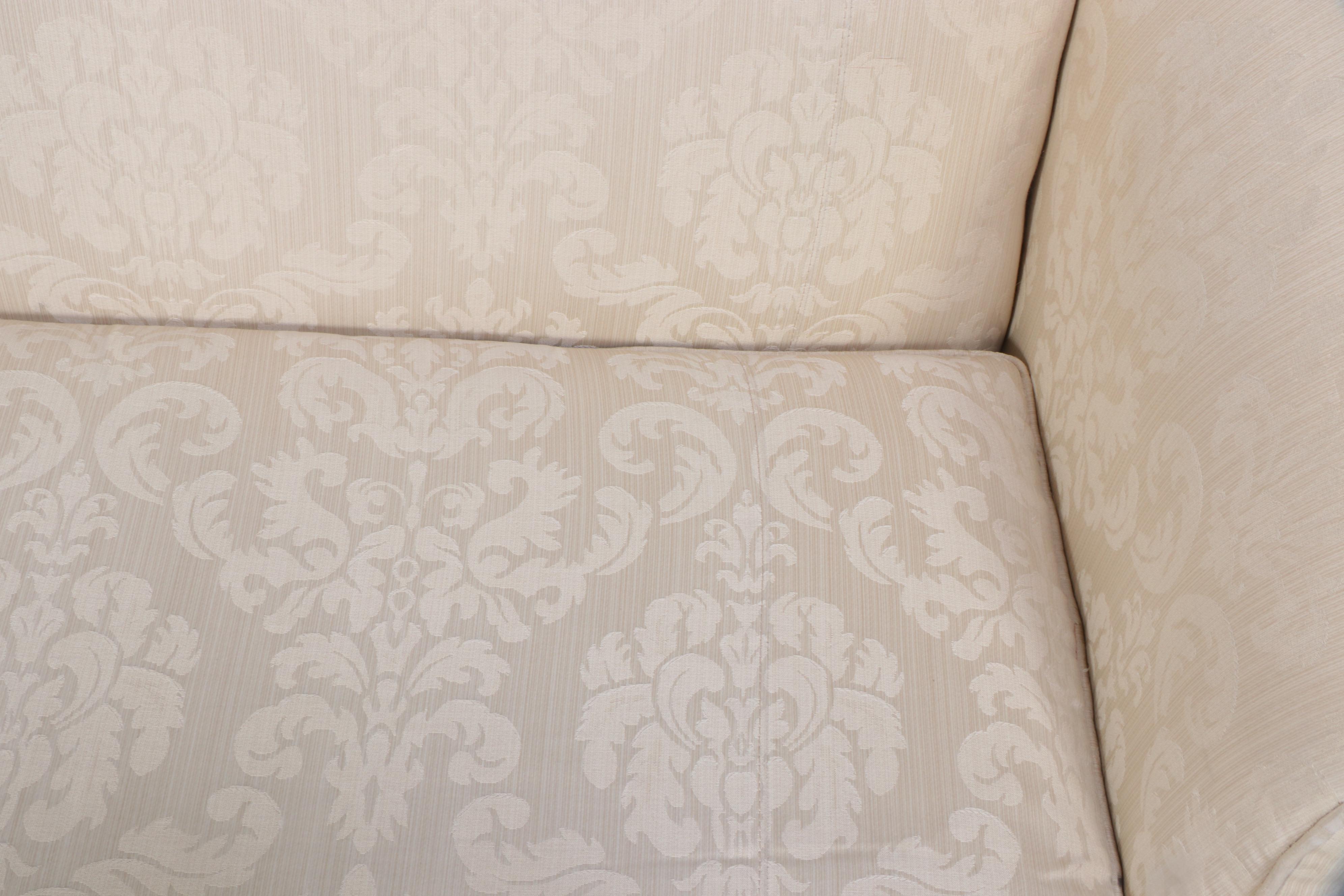 Chippendale Style Cream-Upholstered Sofa