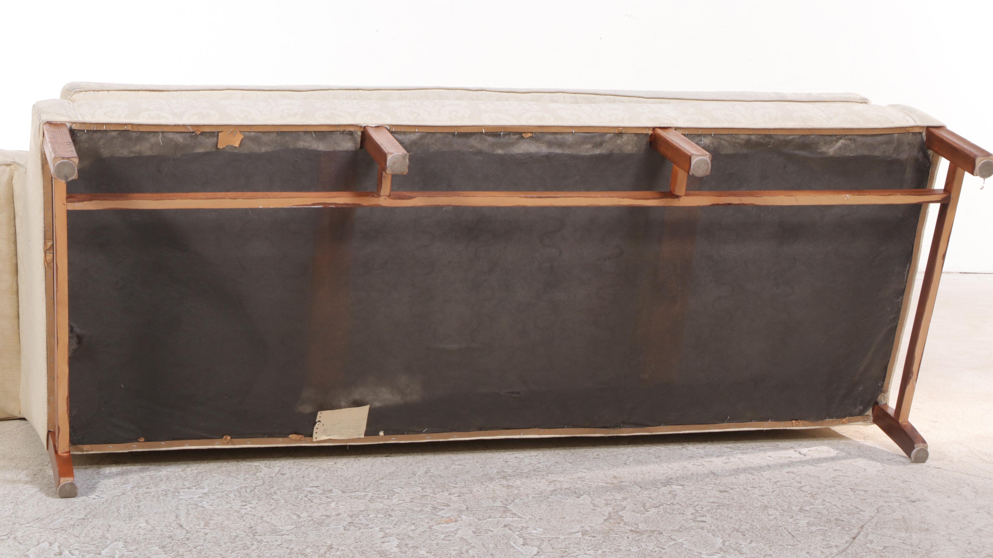 Chippendale Style Cream-Upholstered Sofa