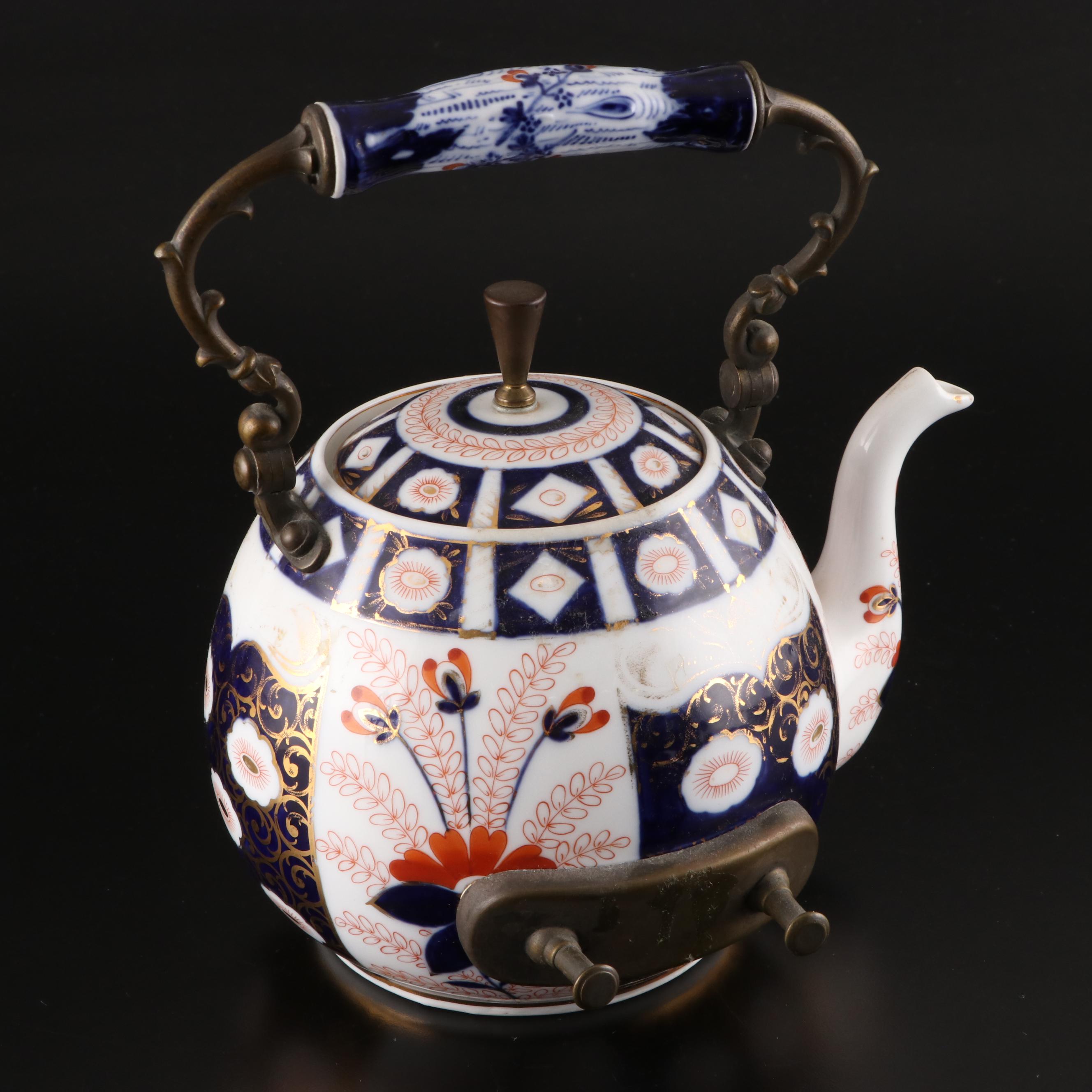 Franziska Hirsch Dresden Porcelain Imari Style Teapot and Stand, Late 19th C.