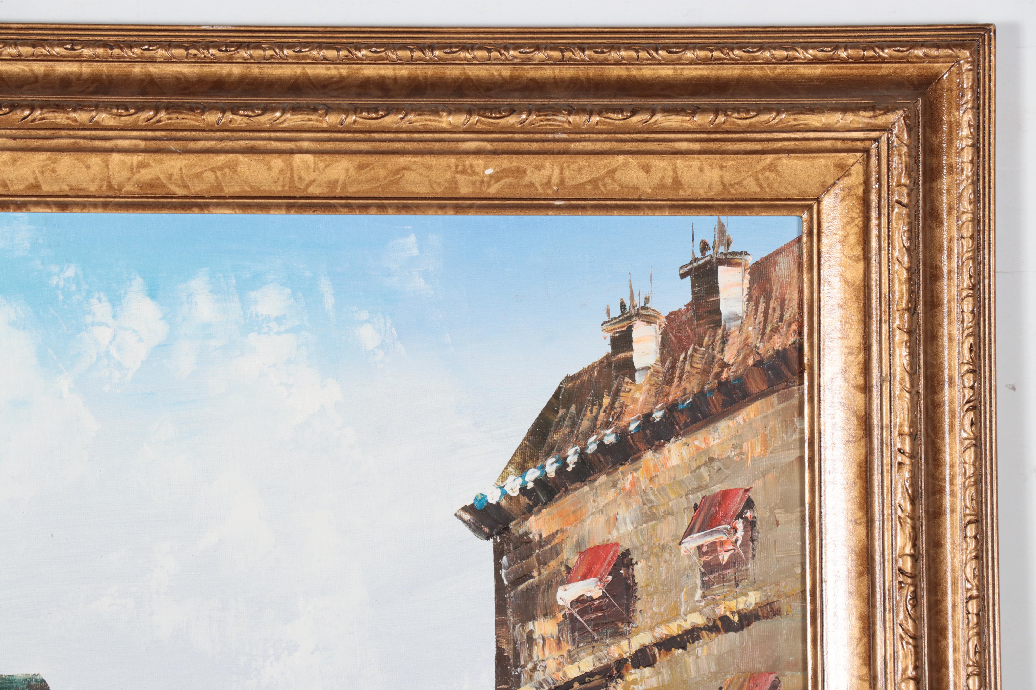 W. Burnett Acrylic Painting of Parisian Street Scene