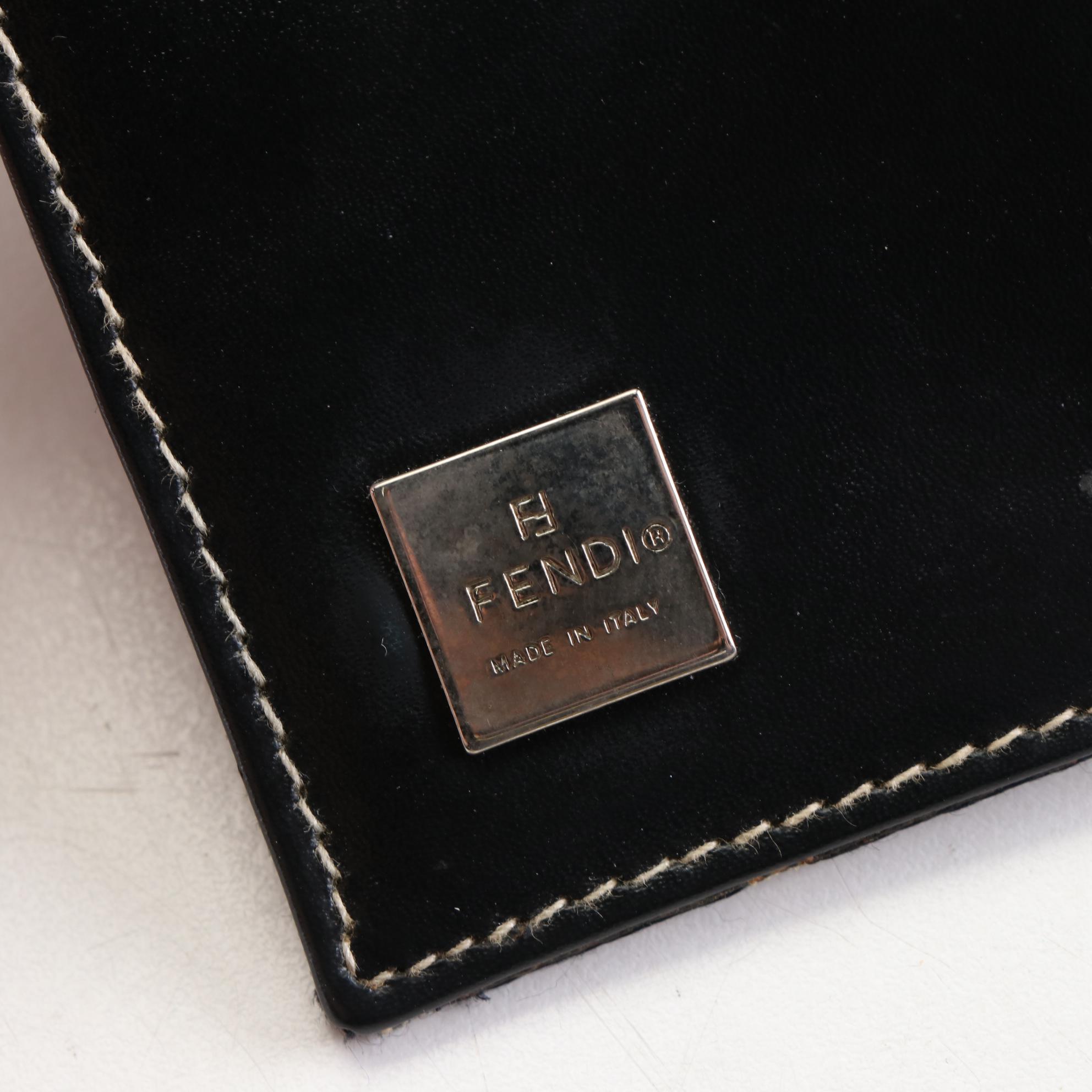 Fendi Folding Wallet in Black Zucca Canvas and Leather