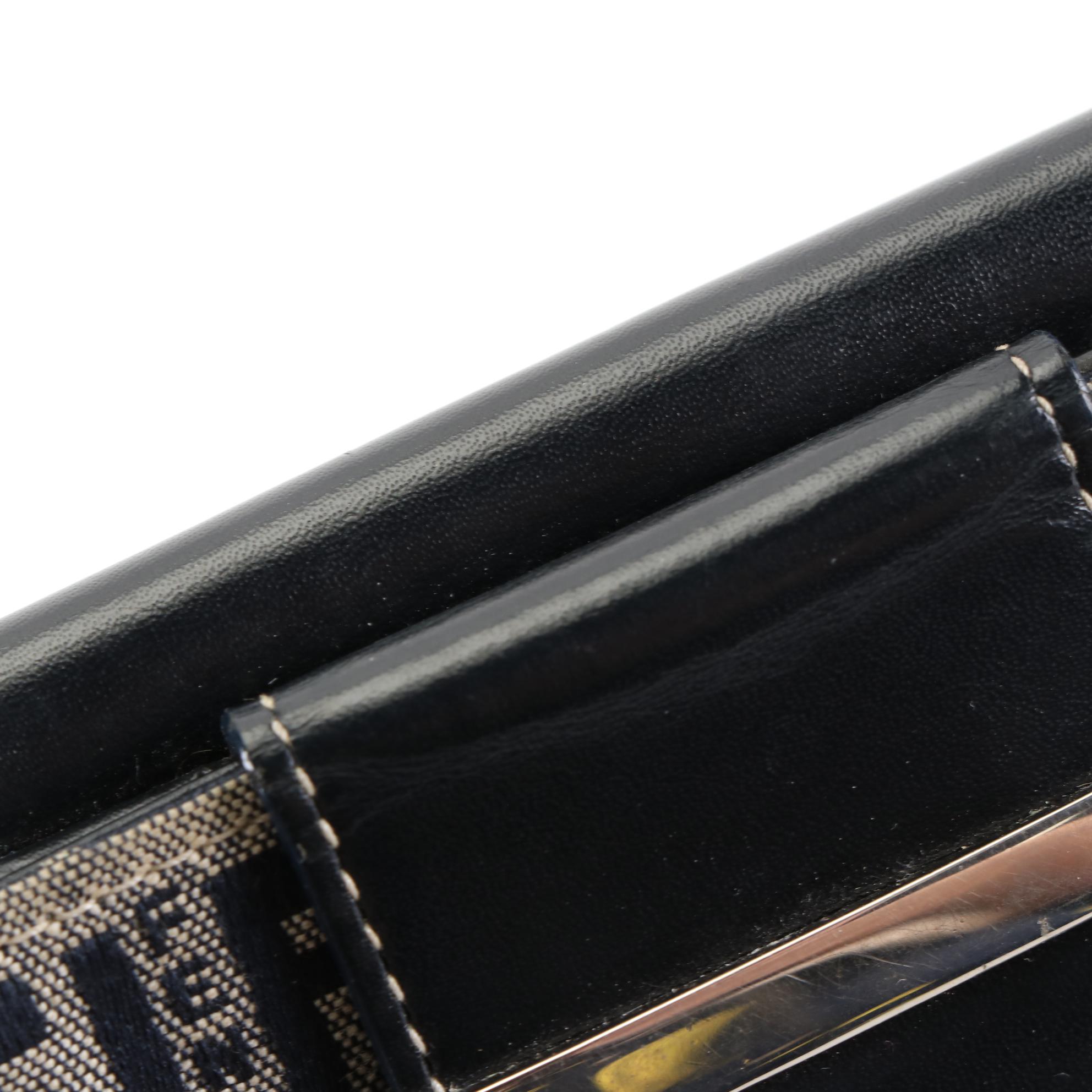 Fendi Folding Wallet in Black Zucca Canvas and Leather