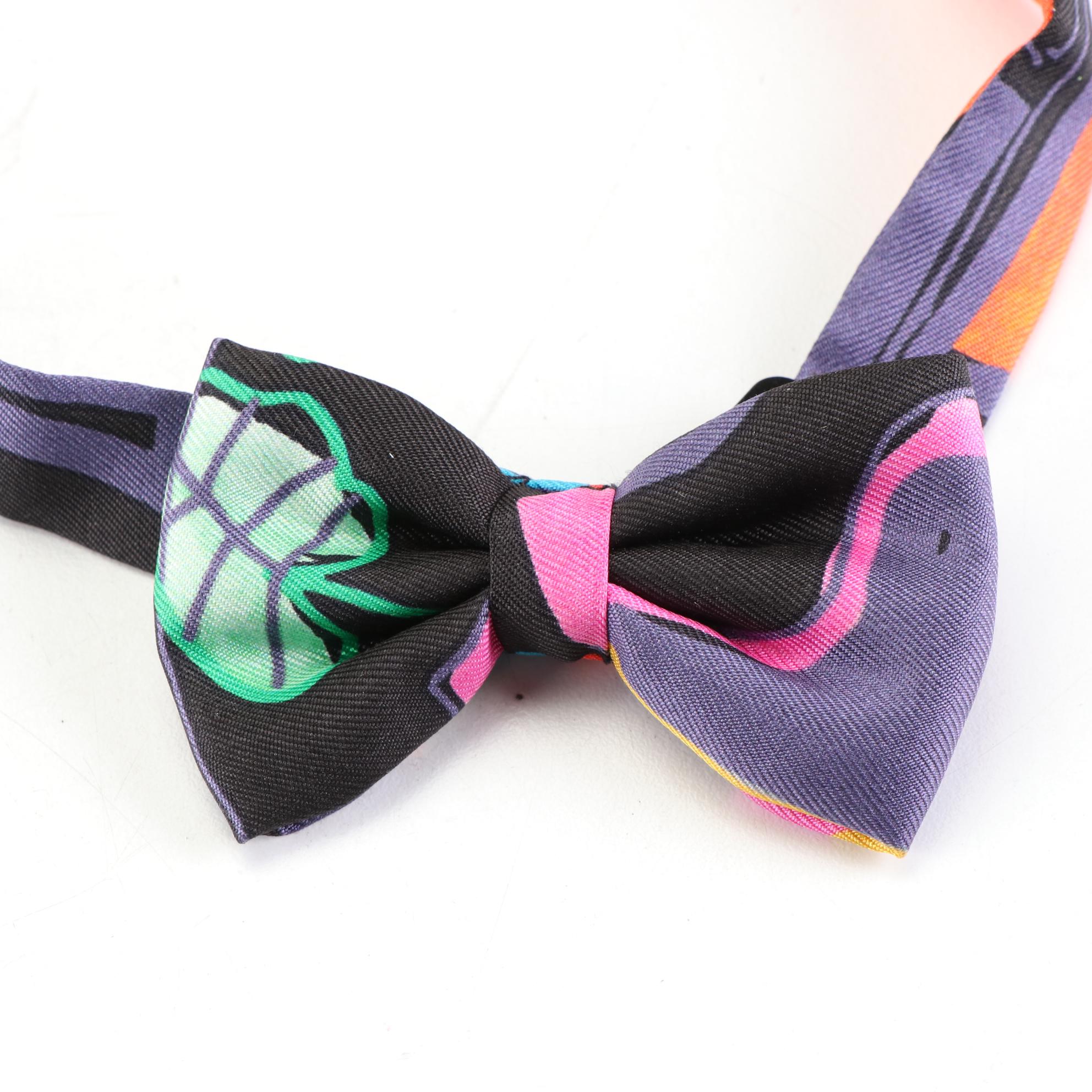 Hermès Children's Bow Tie in Printed Silk Twill