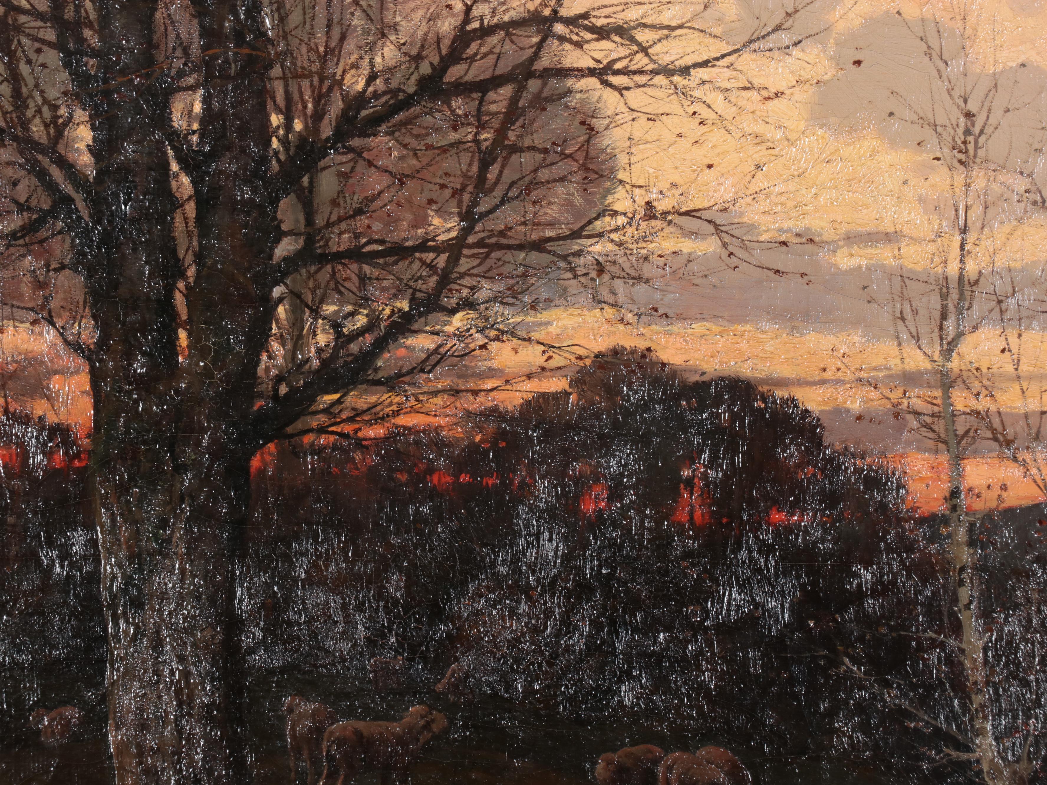 Oil Painting of Pastoral Landscape With Sheep