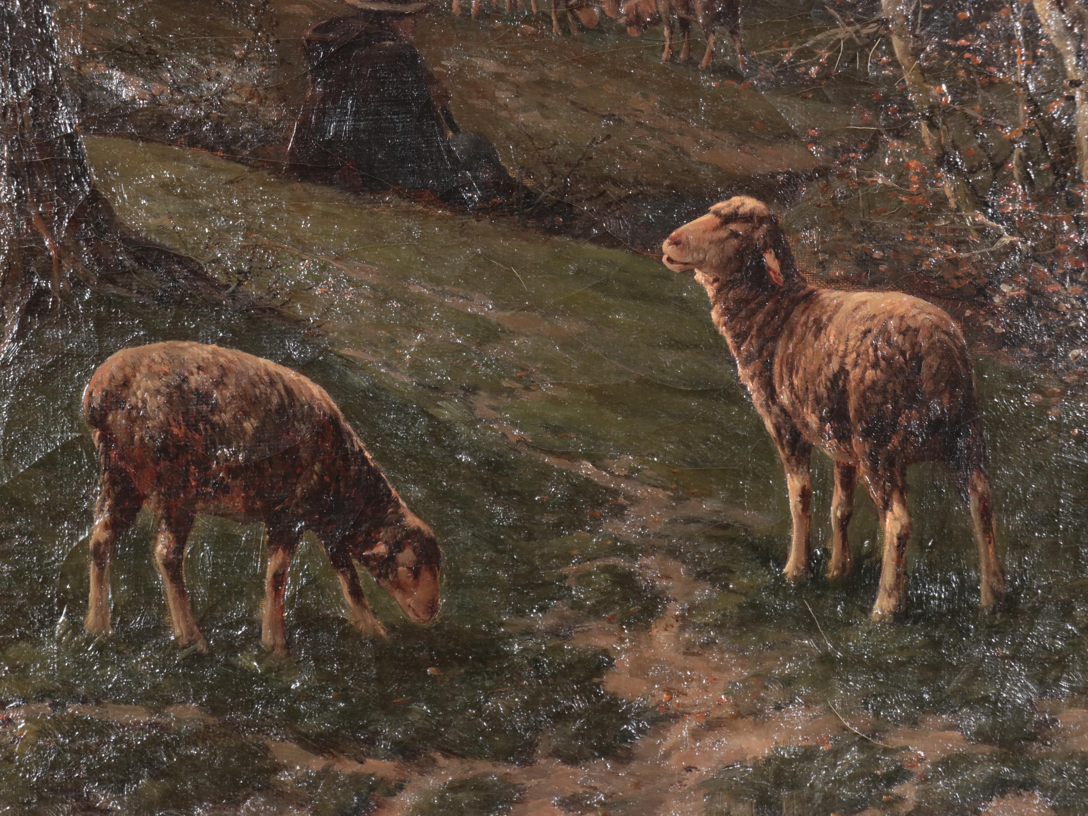 Oil Painting of Pastoral Landscape With Sheep