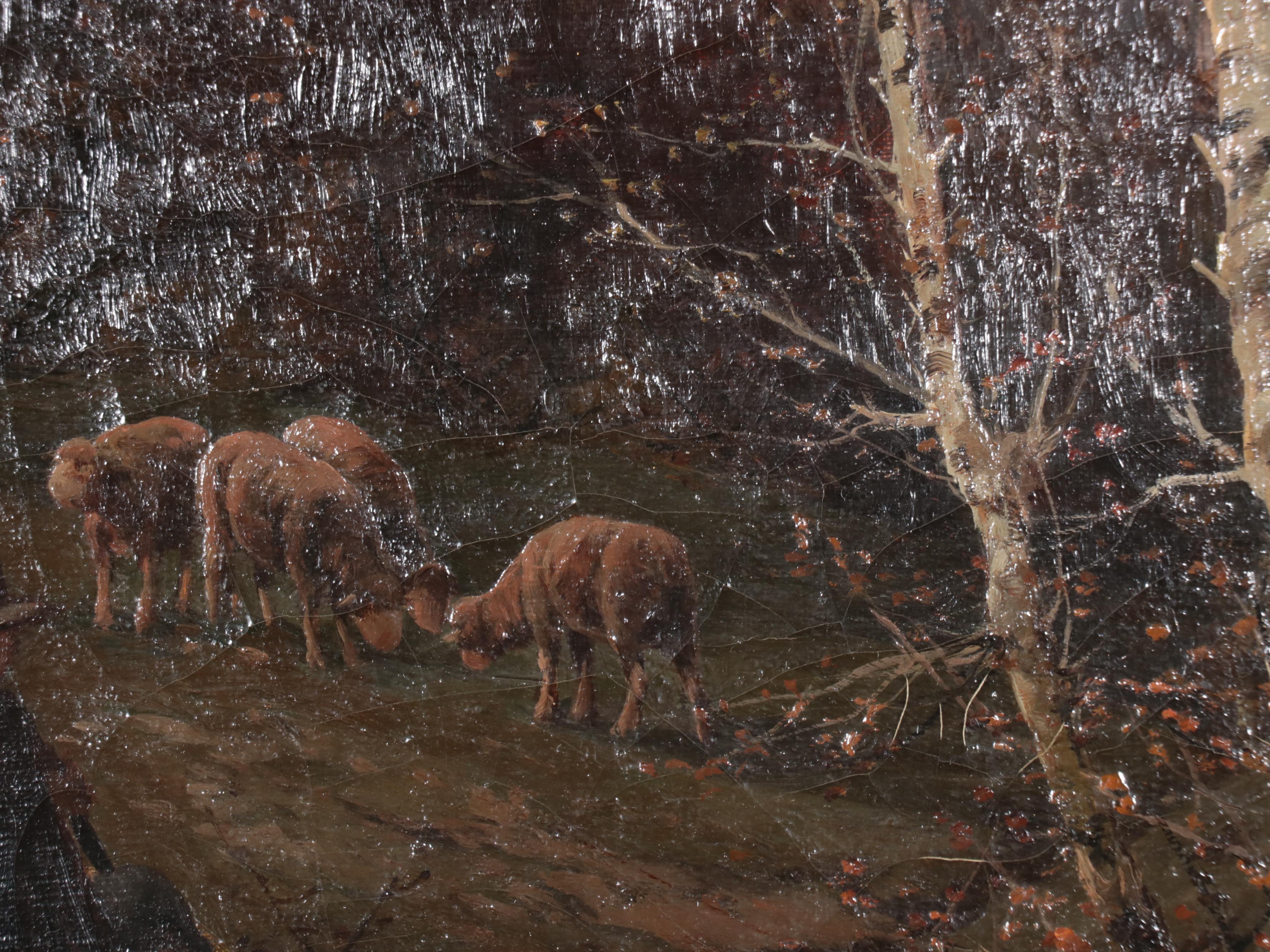 Oil Painting of Pastoral Landscape With Sheep