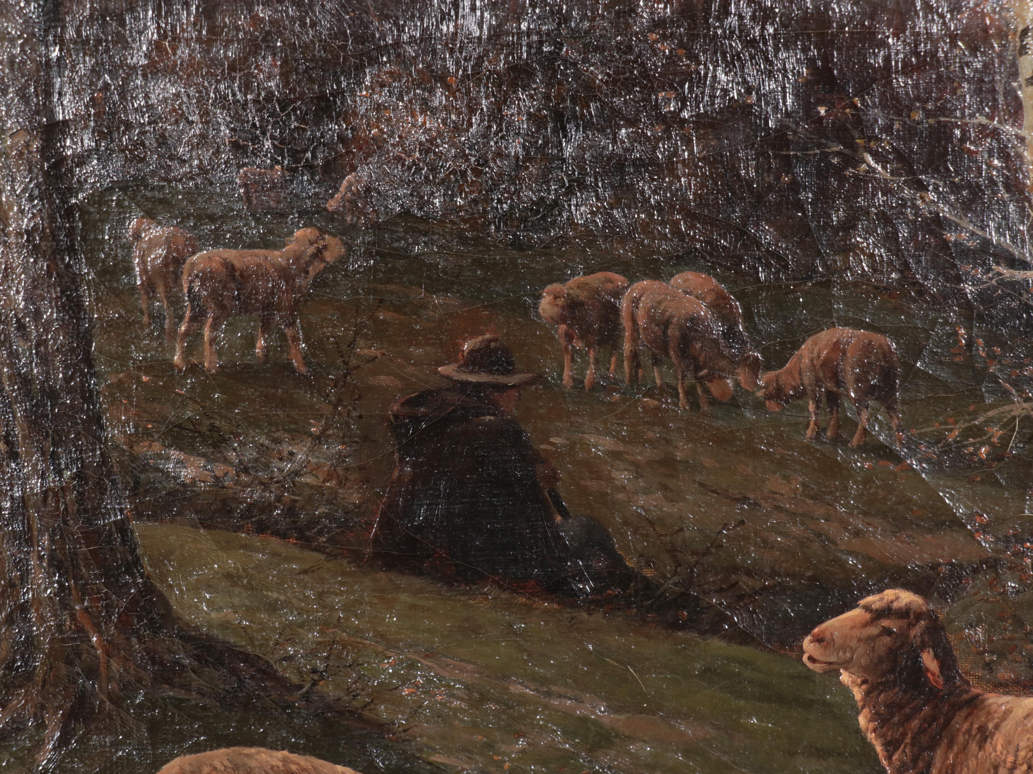 Oil Painting of Pastoral Landscape With Sheep