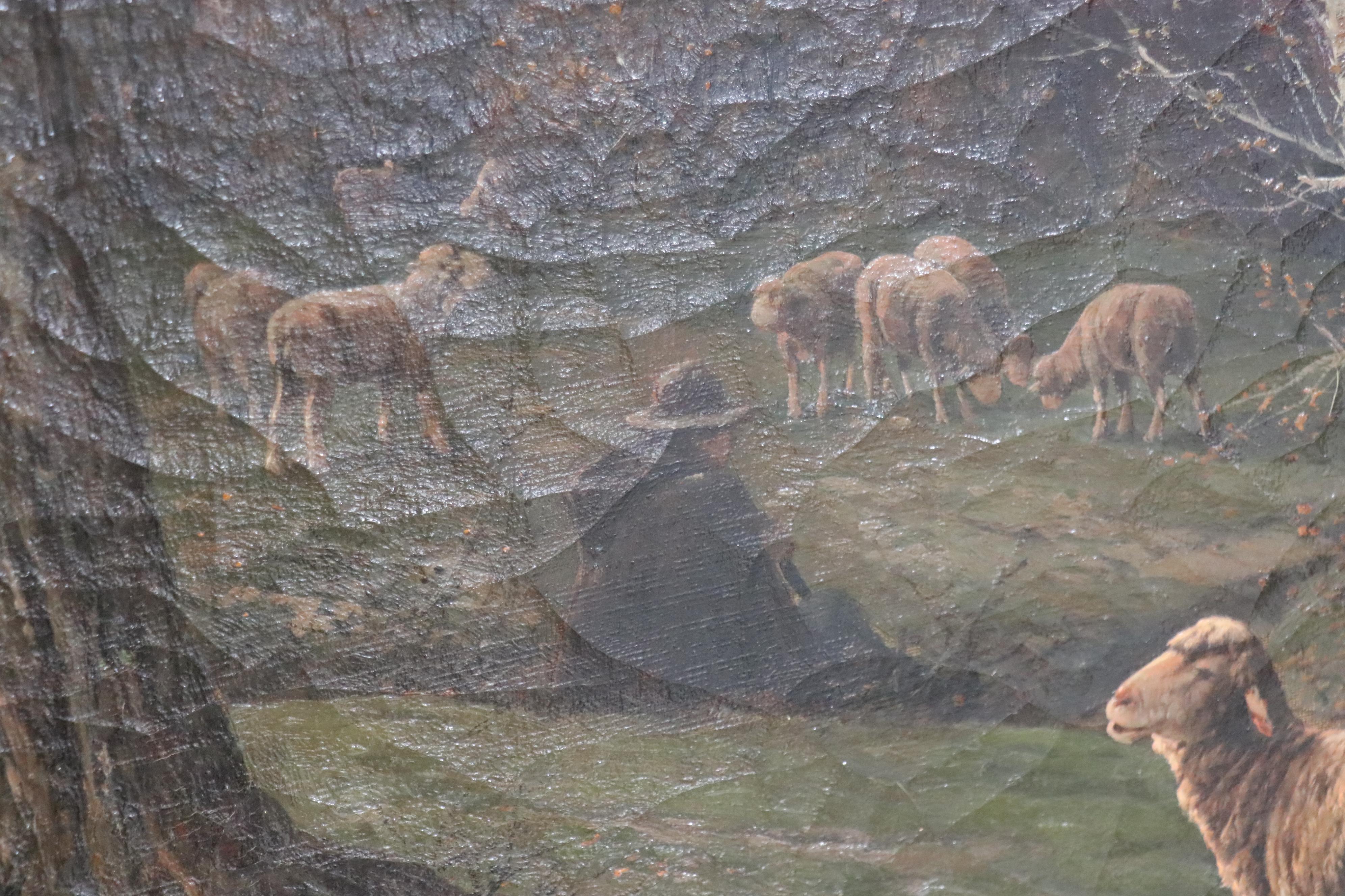 Oil Painting of Pastoral Landscape With Sheep