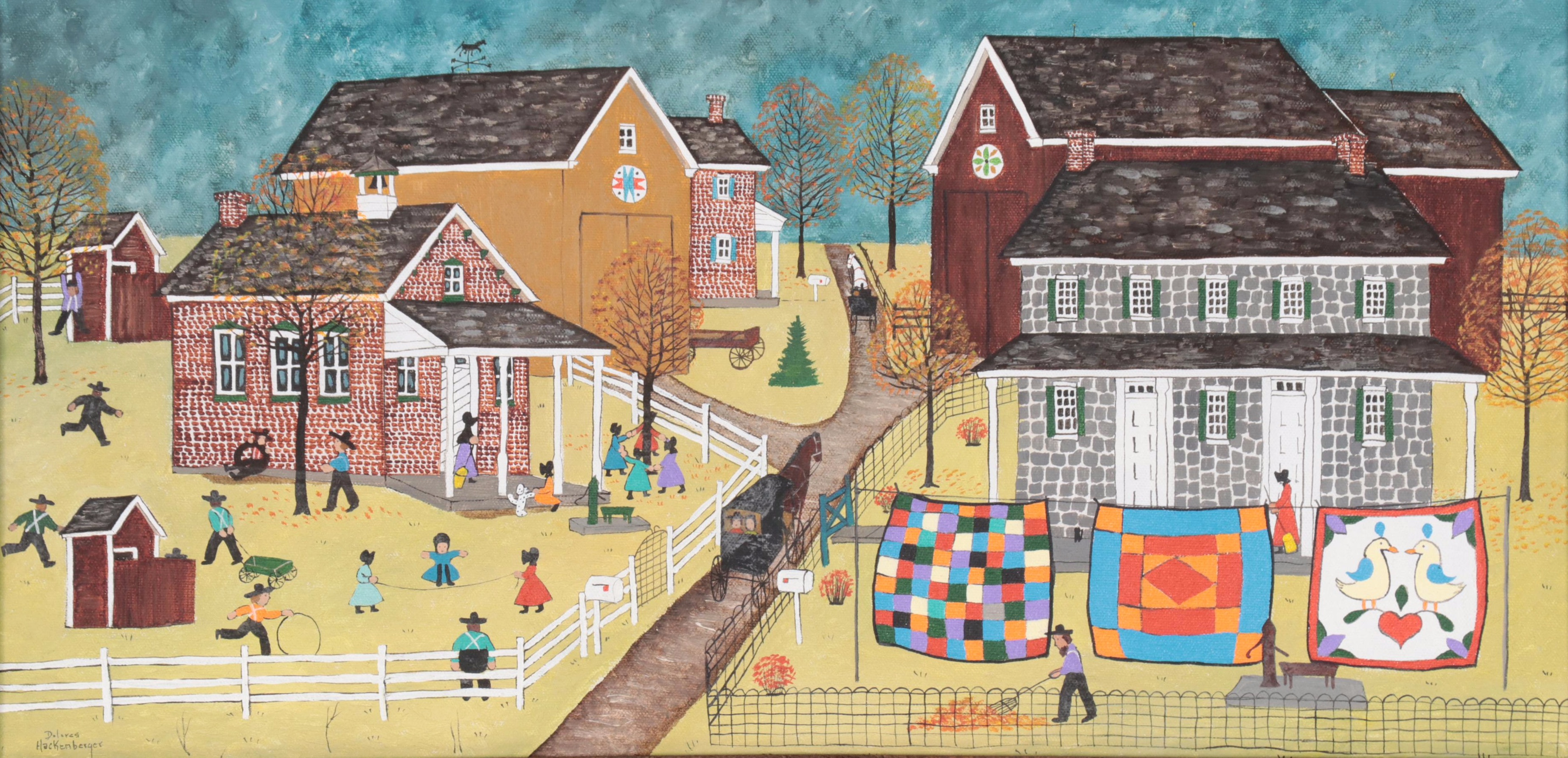 Dolores Hackenberger Folk Art Acrylic Painting "Dutch Country Autumn"