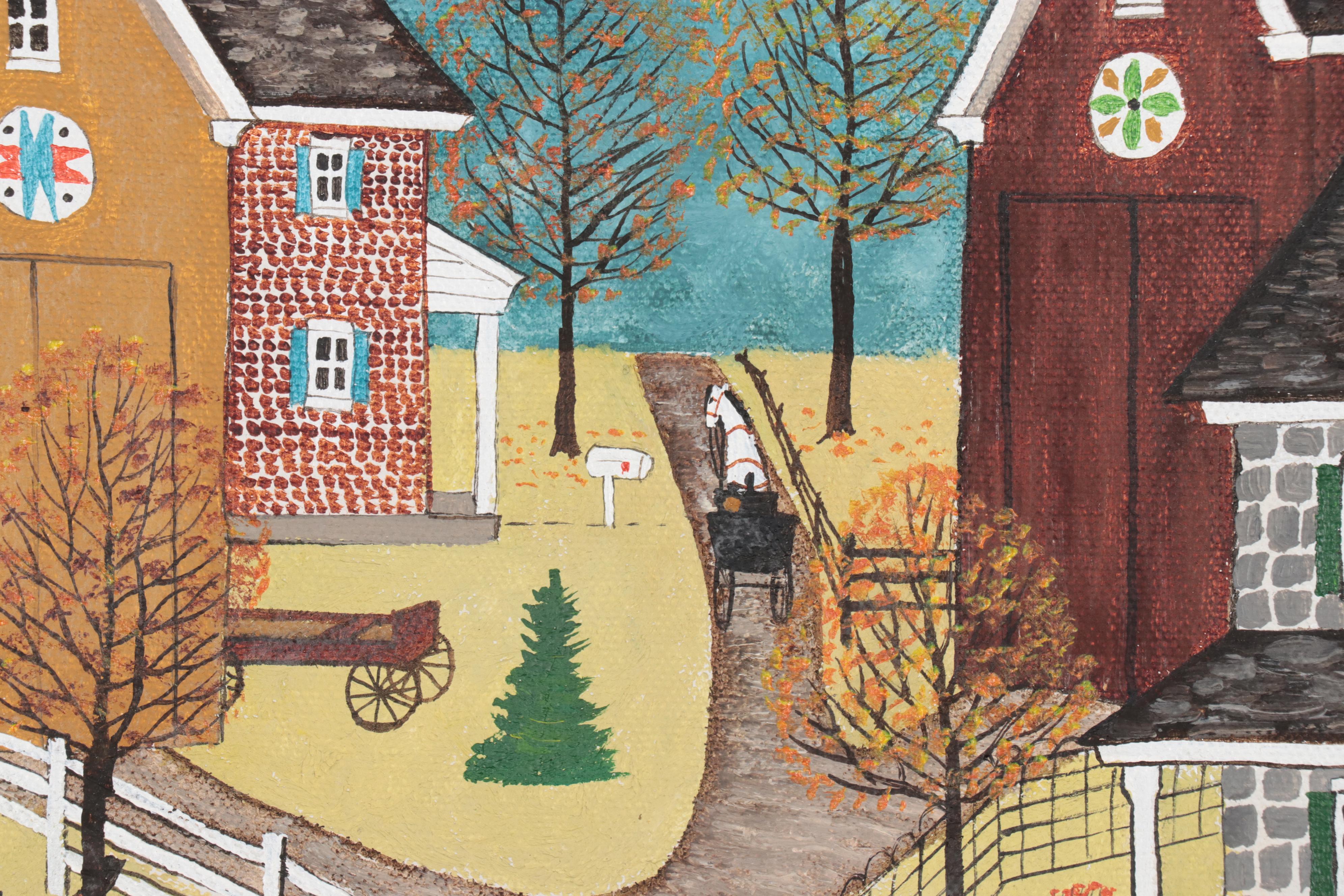 Dolores Hackenberger Folk Art Acrylic Painting "Dutch Country Autumn"