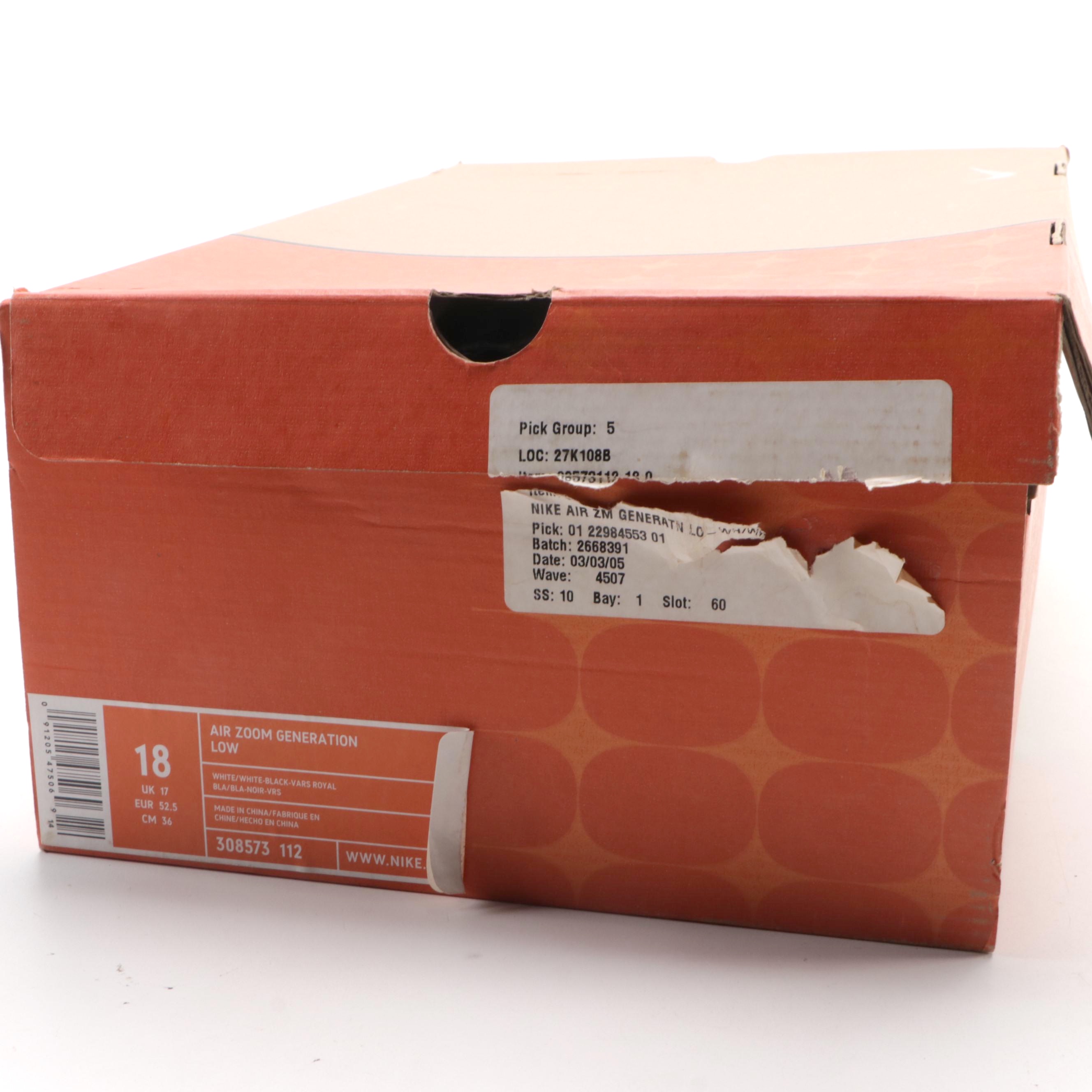 2005 LeBron James Endorsed Nike Air Generation Basketball Shoes in Original Box