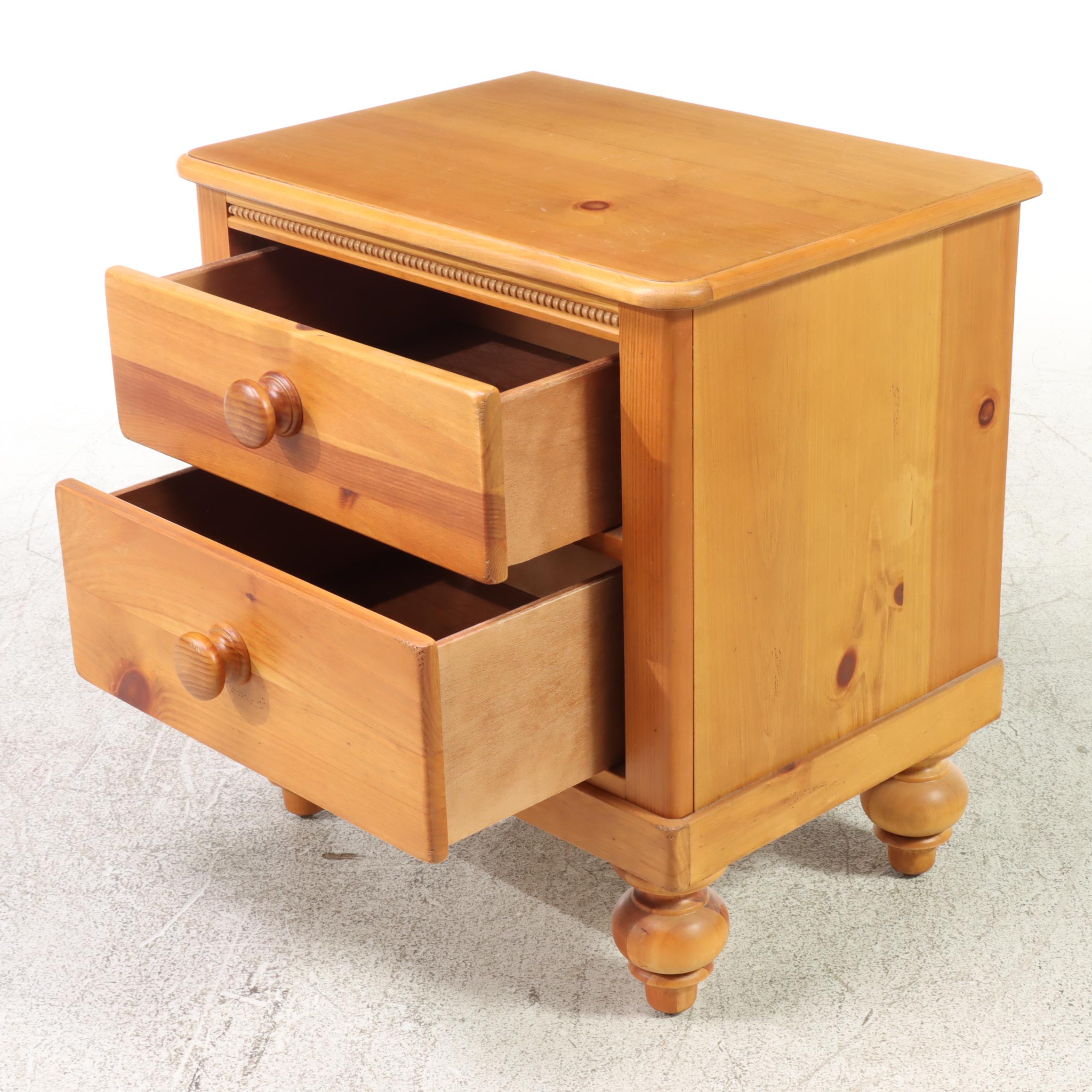 Lexington Furniture French Provincial Style Pine Two-Drawer Bedside Commode
