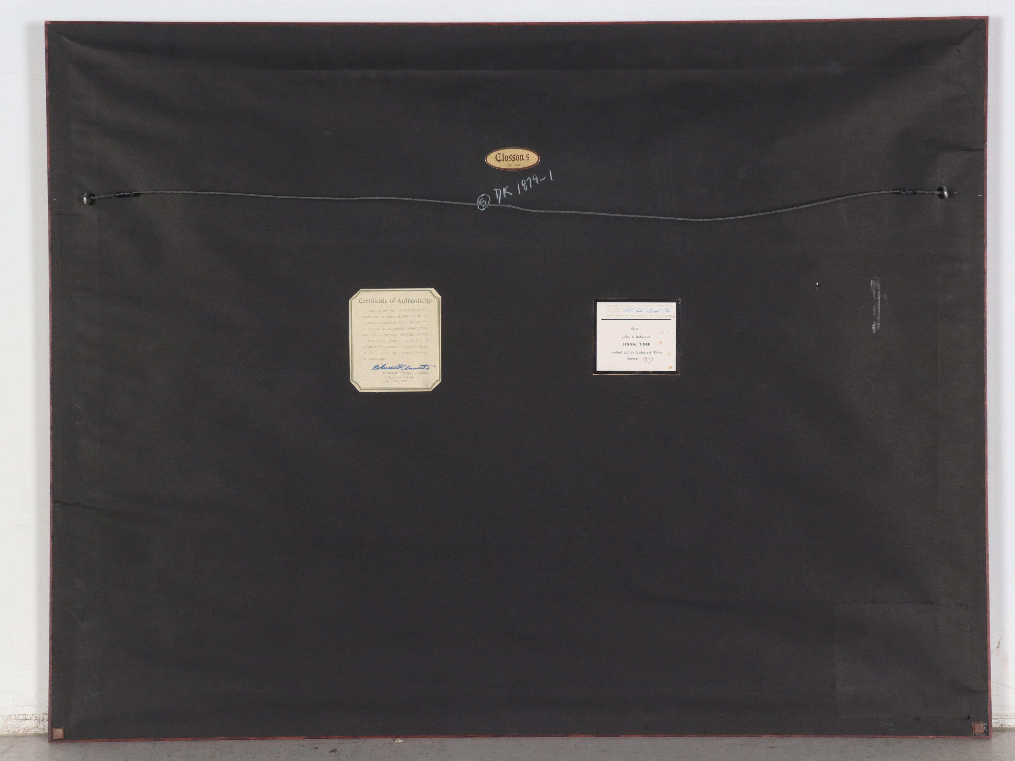 John A. Ruthven Offset Lithograph "Bengal Tiger"