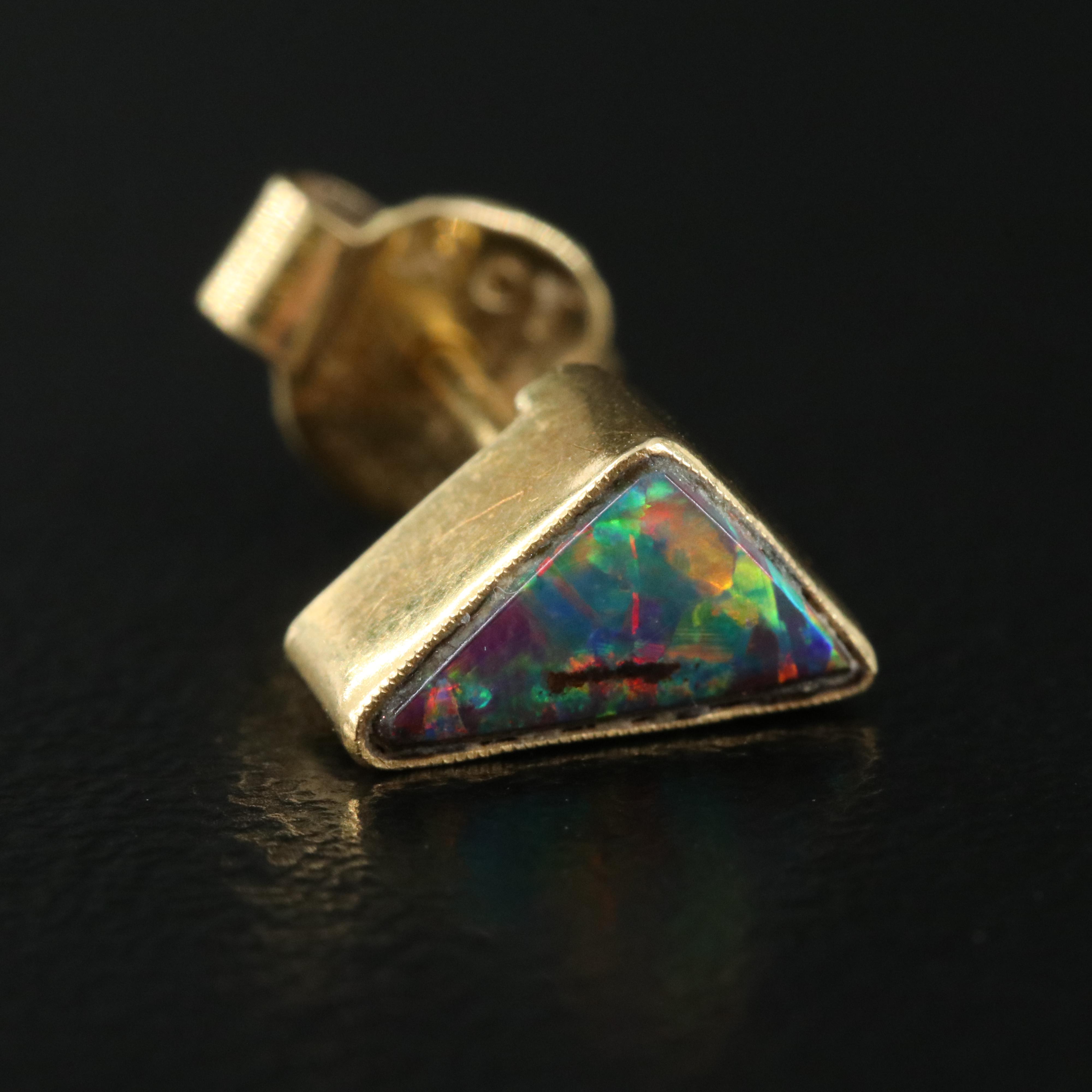 18K Black Opal Earrings with 9K Opal Triplet Pendant