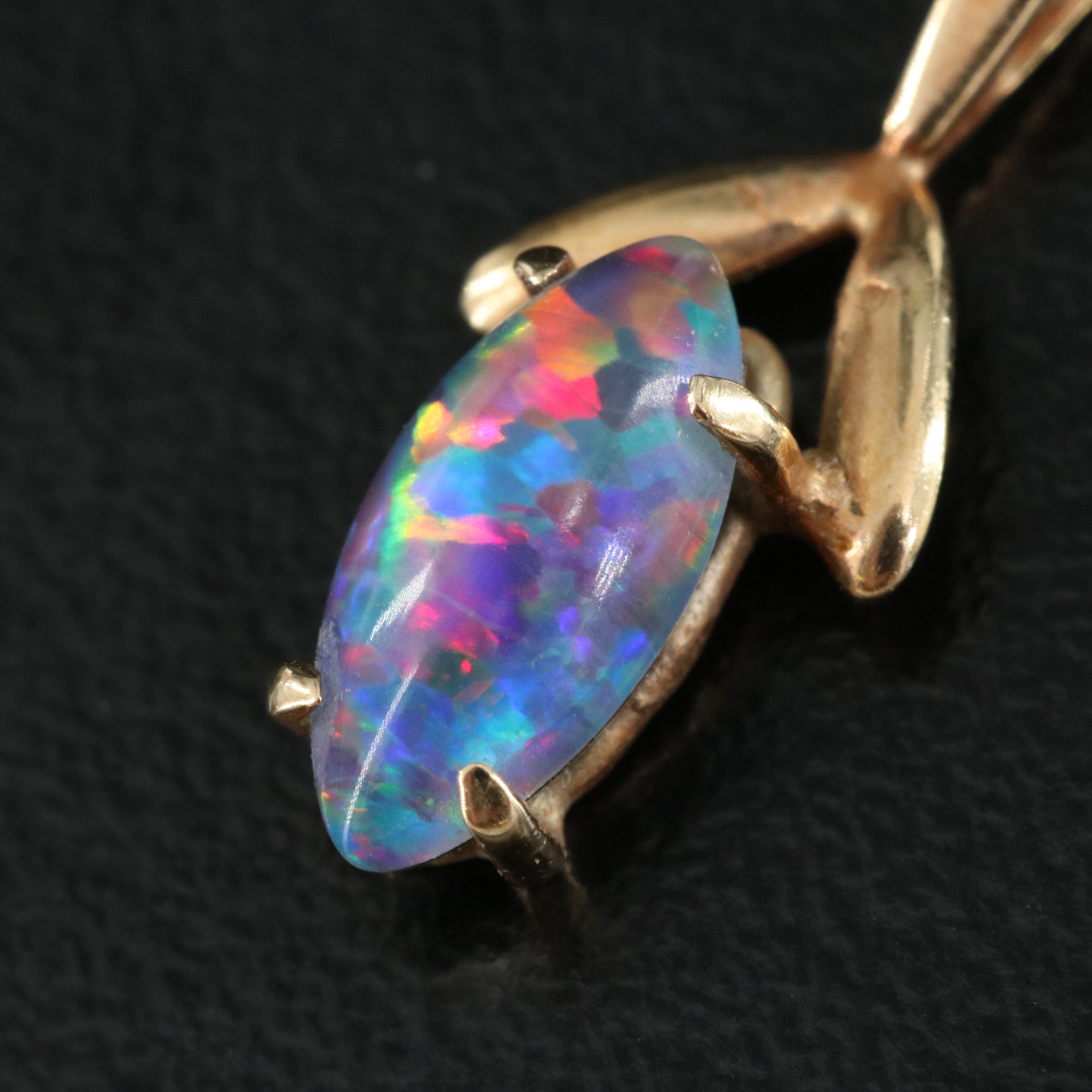 18K Black Opal Earrings with 9K Opal Triplet Pendant