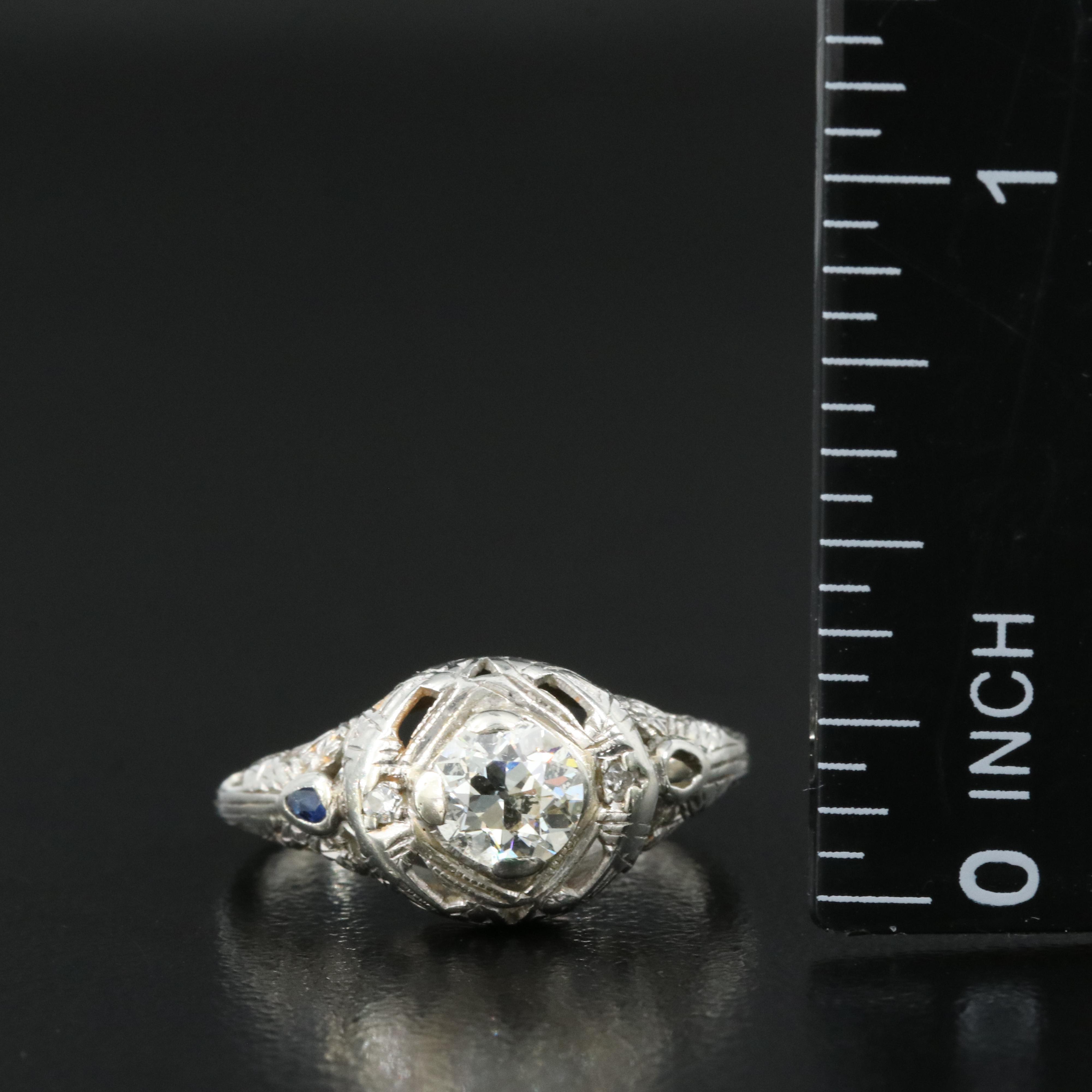 18K 0.59 CTW Diamond and Sapphire Ring with 14K Accents