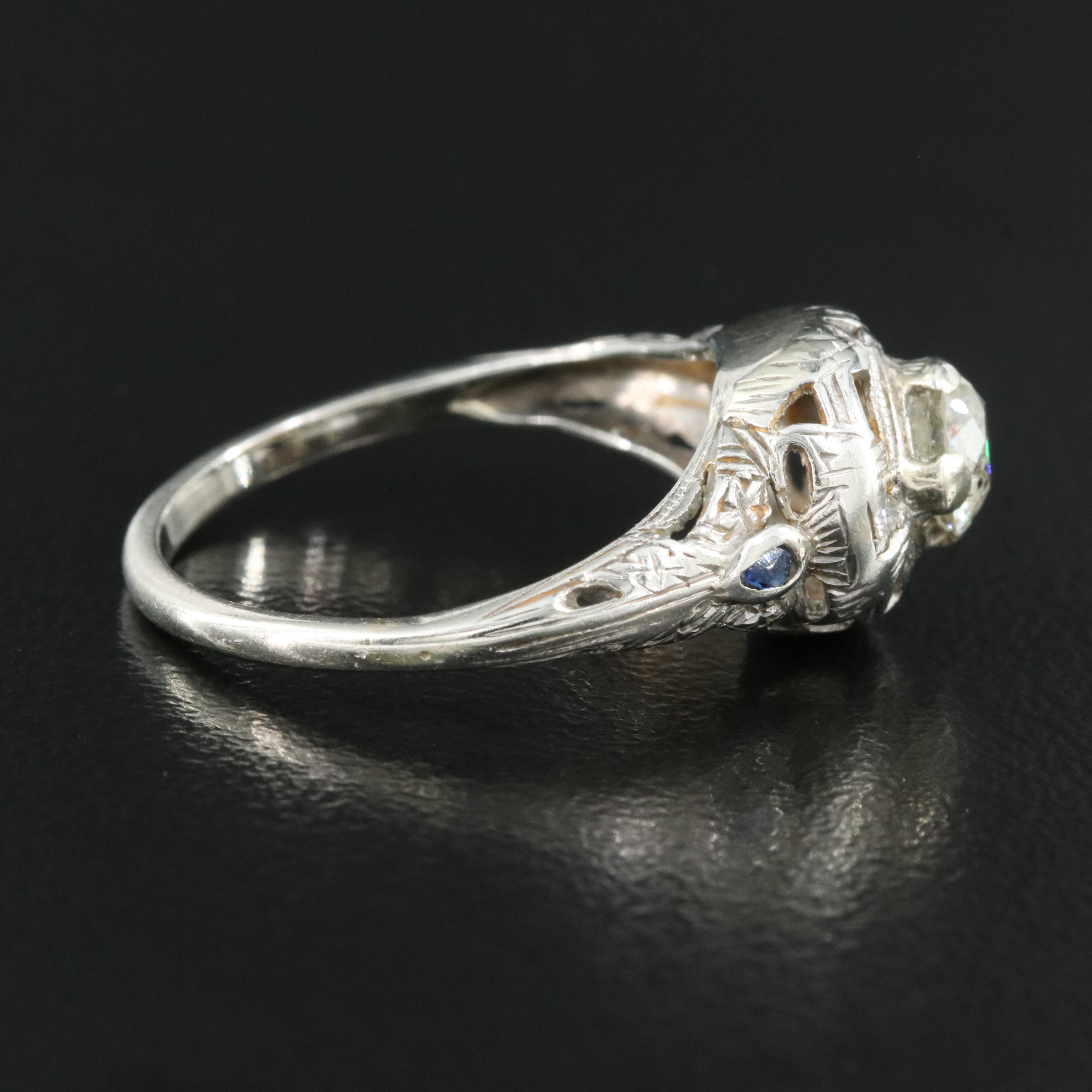 18K 0.59 CTW Diamond and Sapphire Ring with 14K Accents