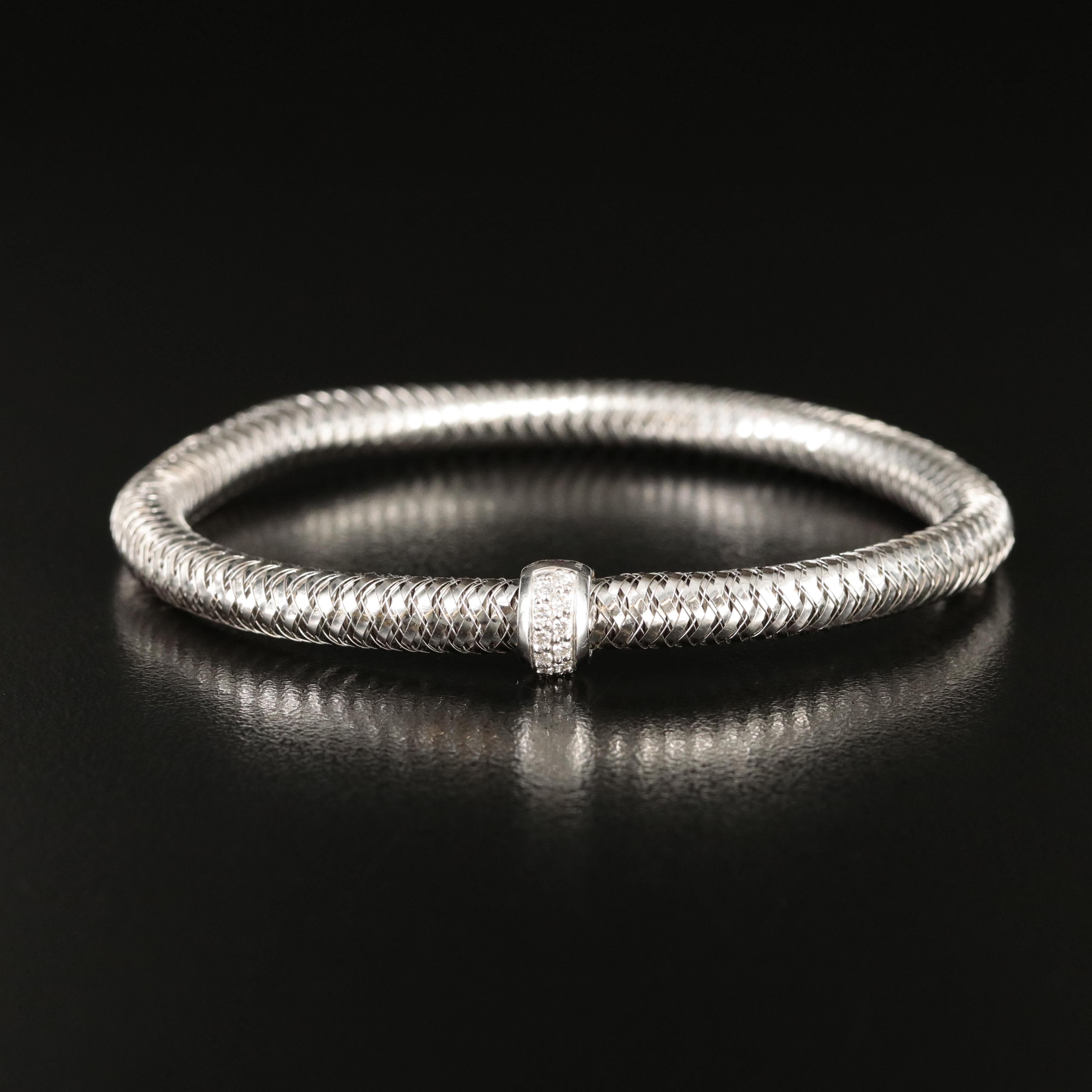 Italian Roberto Coin "Primavera" 18K 0.23 CTW Diamond Mesh Bangle