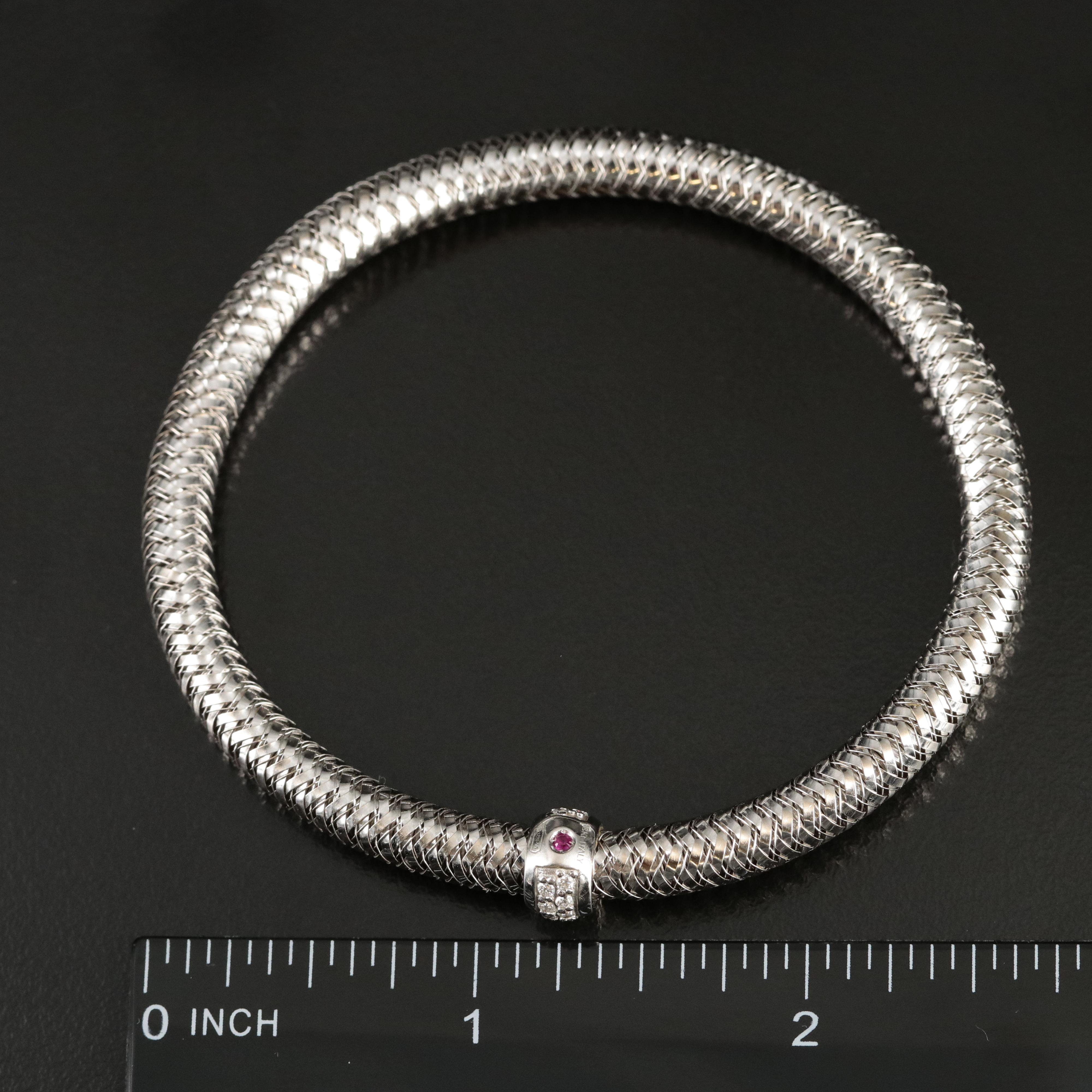 Italian Roberto Coin "Primavera" 18K 0.23 CTW Diamond Mesh Bangle