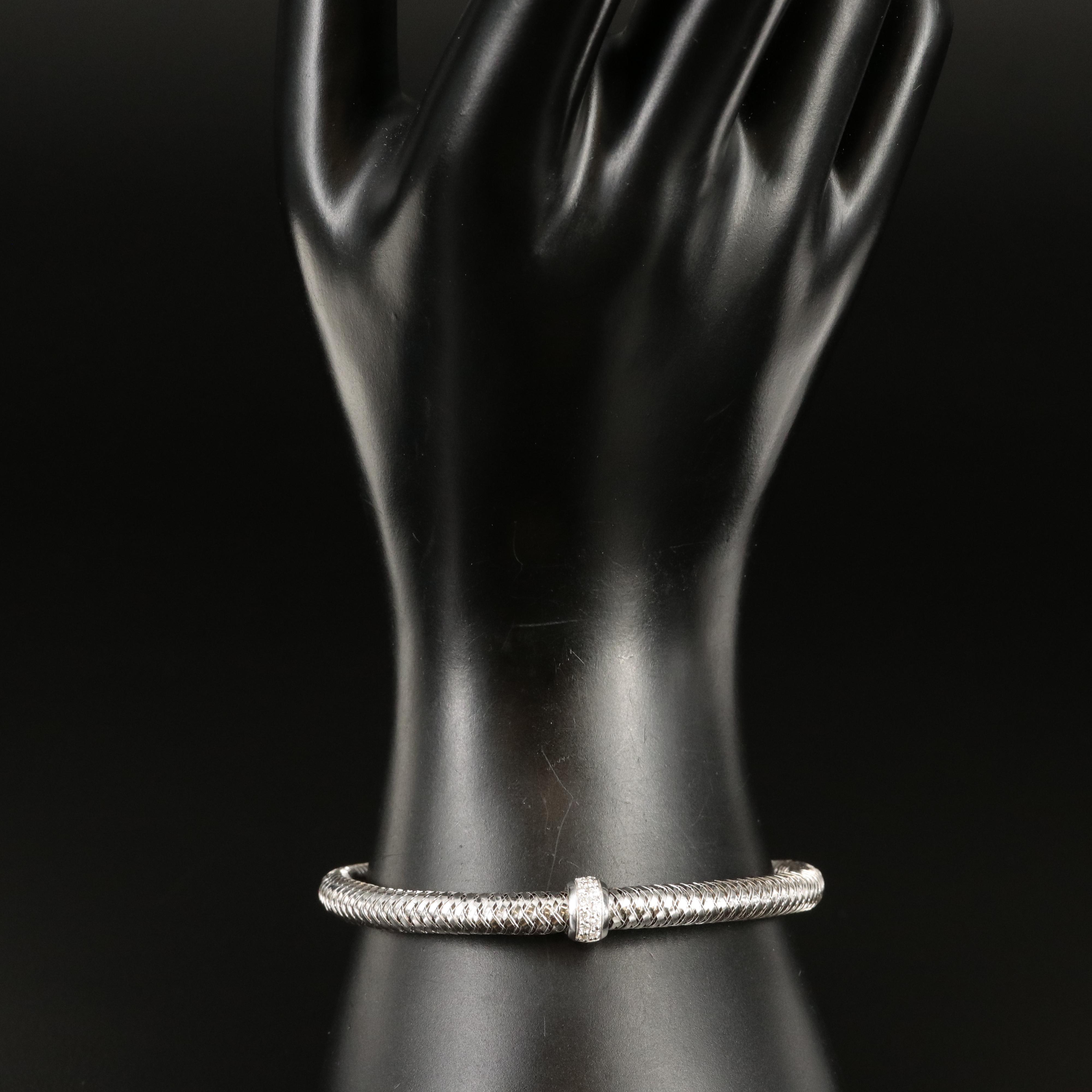 Italian Roberto Coin "Primavera" 18K 0.23 CTW Diamond Mesh Bangle