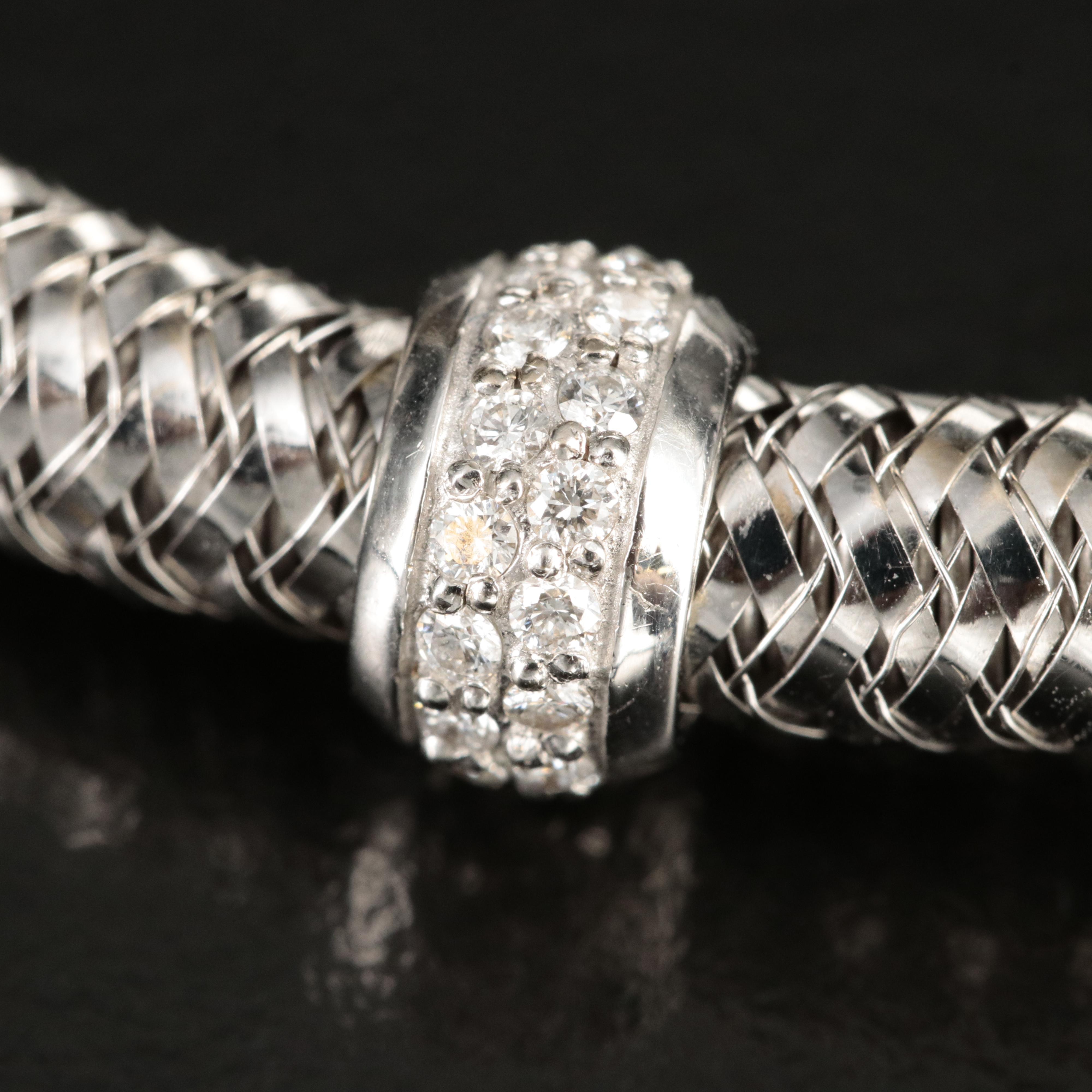 Italian Roberto Coin "Primavera" 18K 0.23 CTW Diamond Mesh Bangle