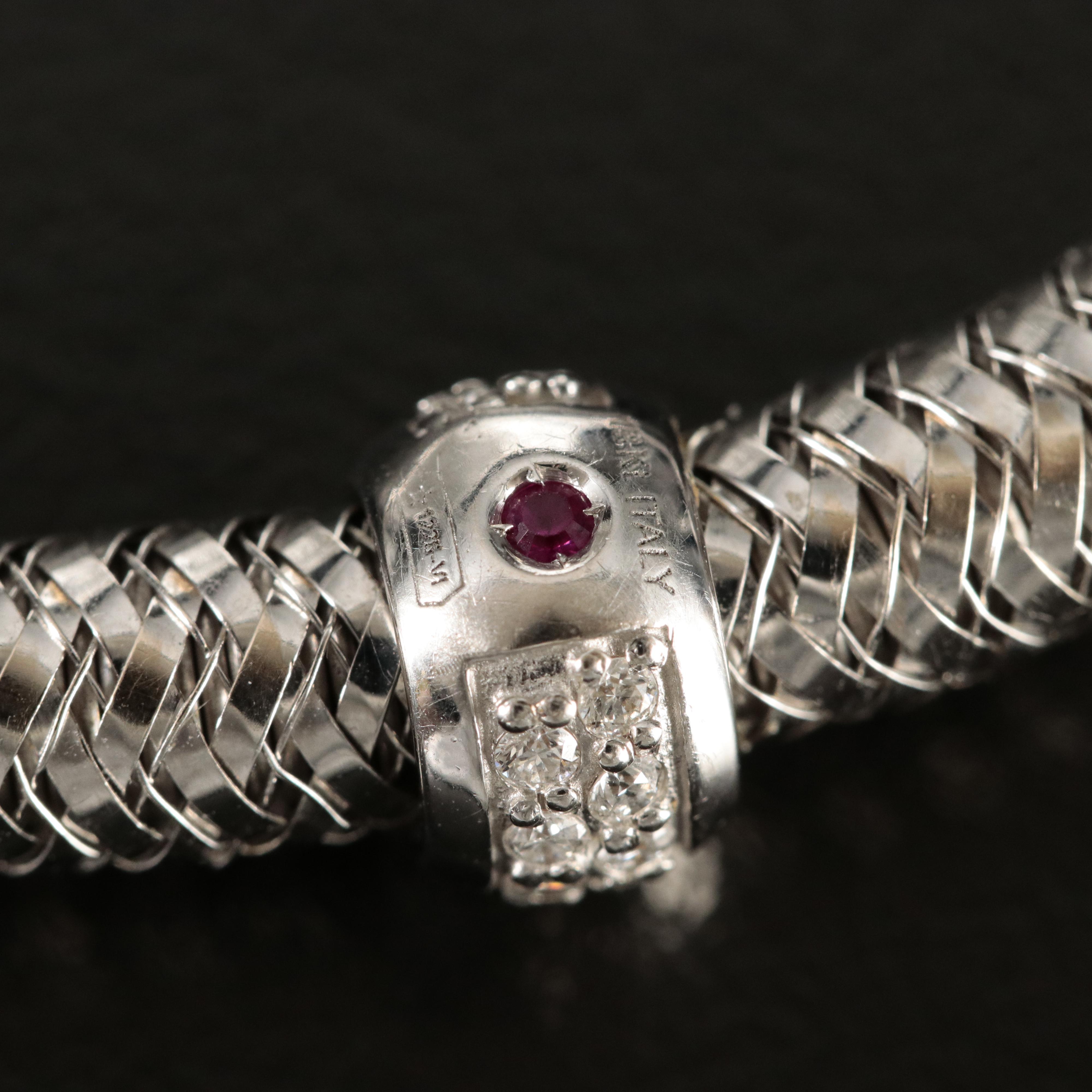 Italian Roberto Coin "Primavera" 18K 0.23 CTW Diamond Mesh Bangle