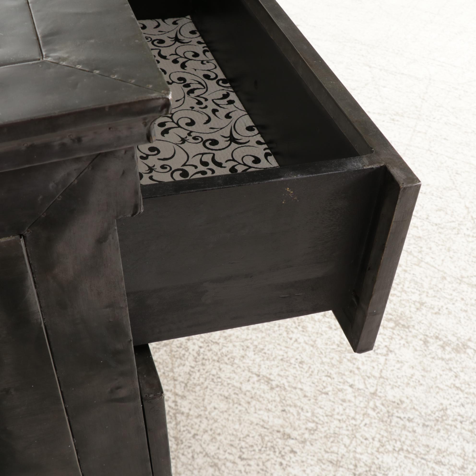 Metal Sheathed Wood Chest of Drawers, 21st Century