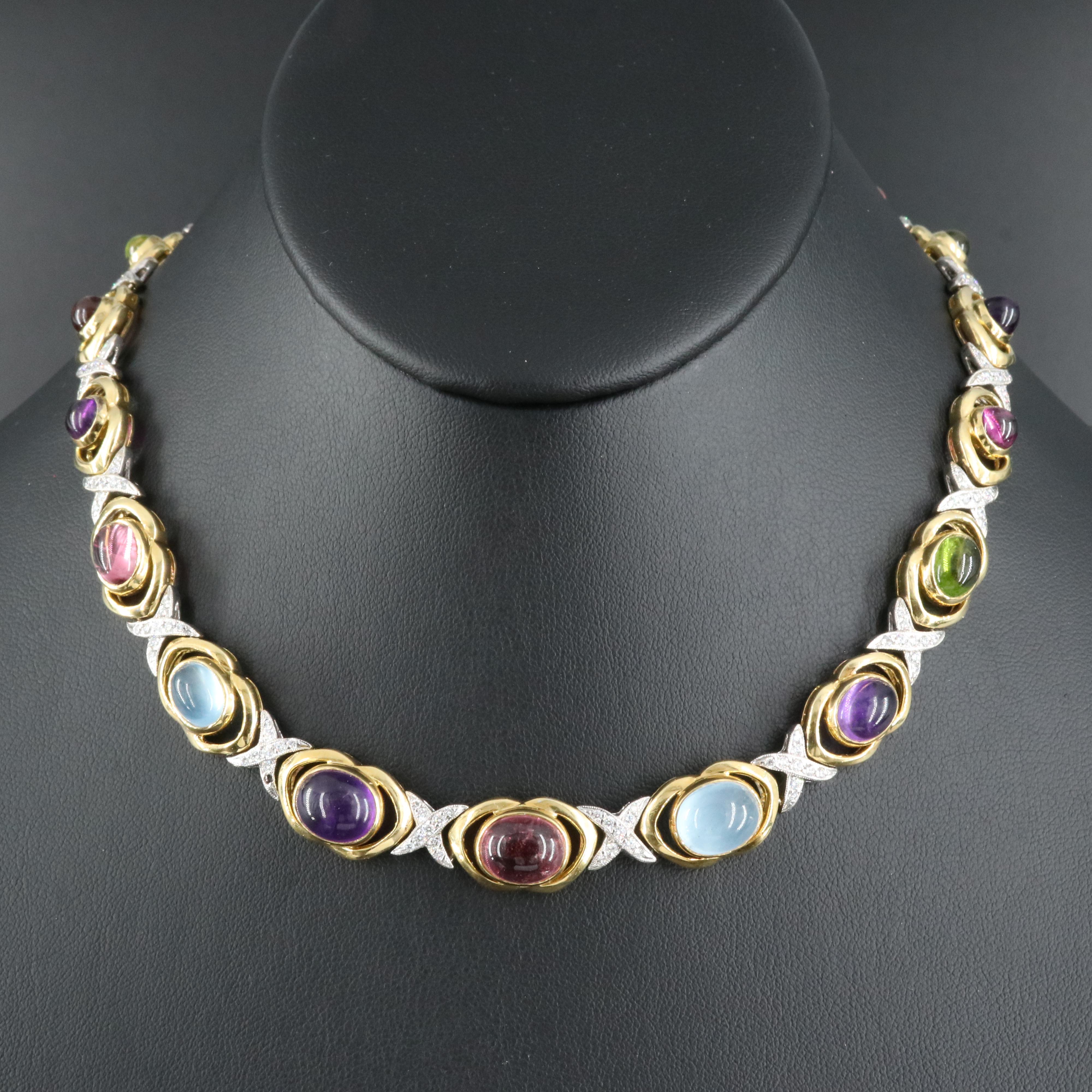 Rudolf Friedmann 18K 2.11 CTW Diamond, Tourmaline, Amethyst, Aquamarine Choker