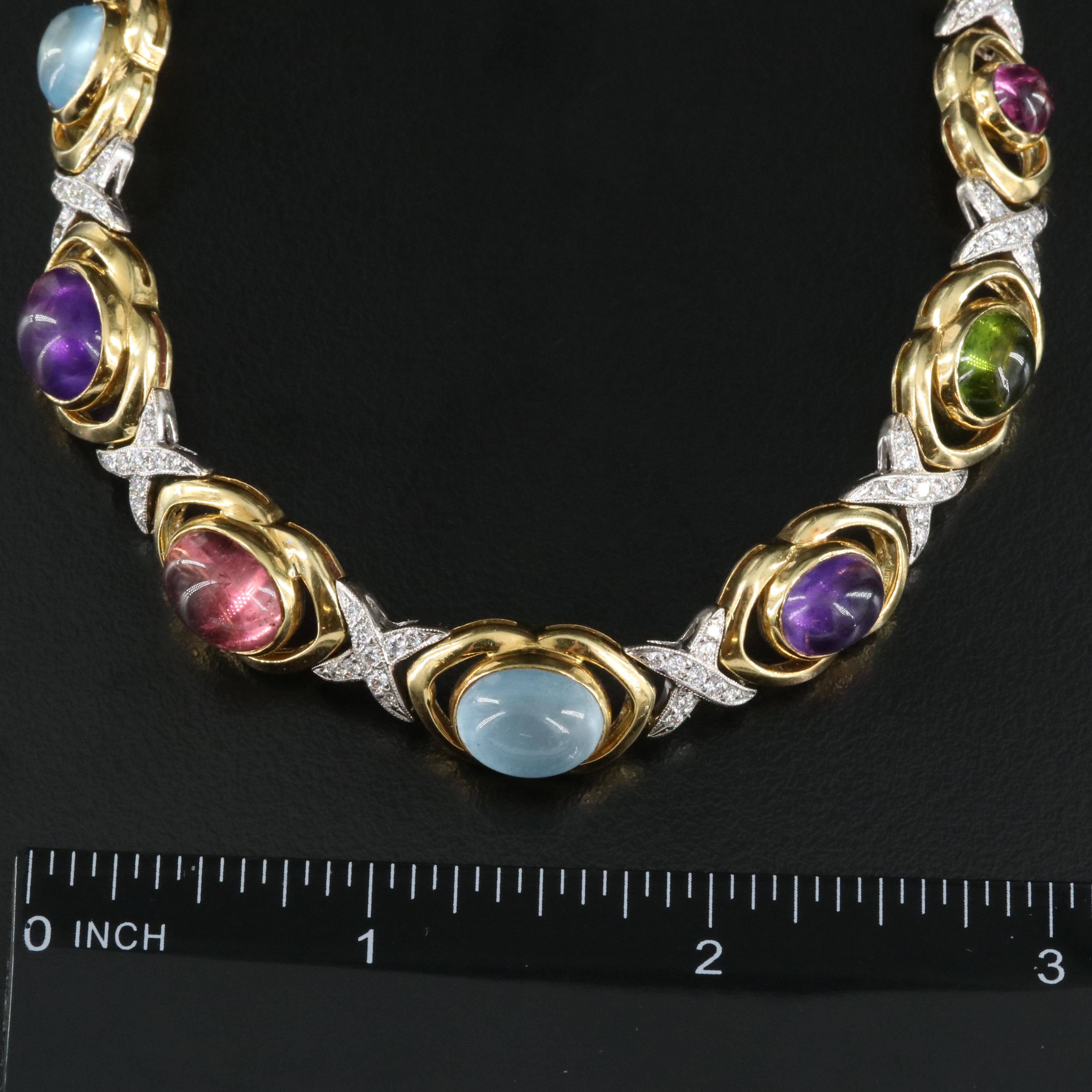 Rudolf Friedmann 18K 2.11 CTW Diamond, Tourmaline, Amethyst, Aquamarine Choker