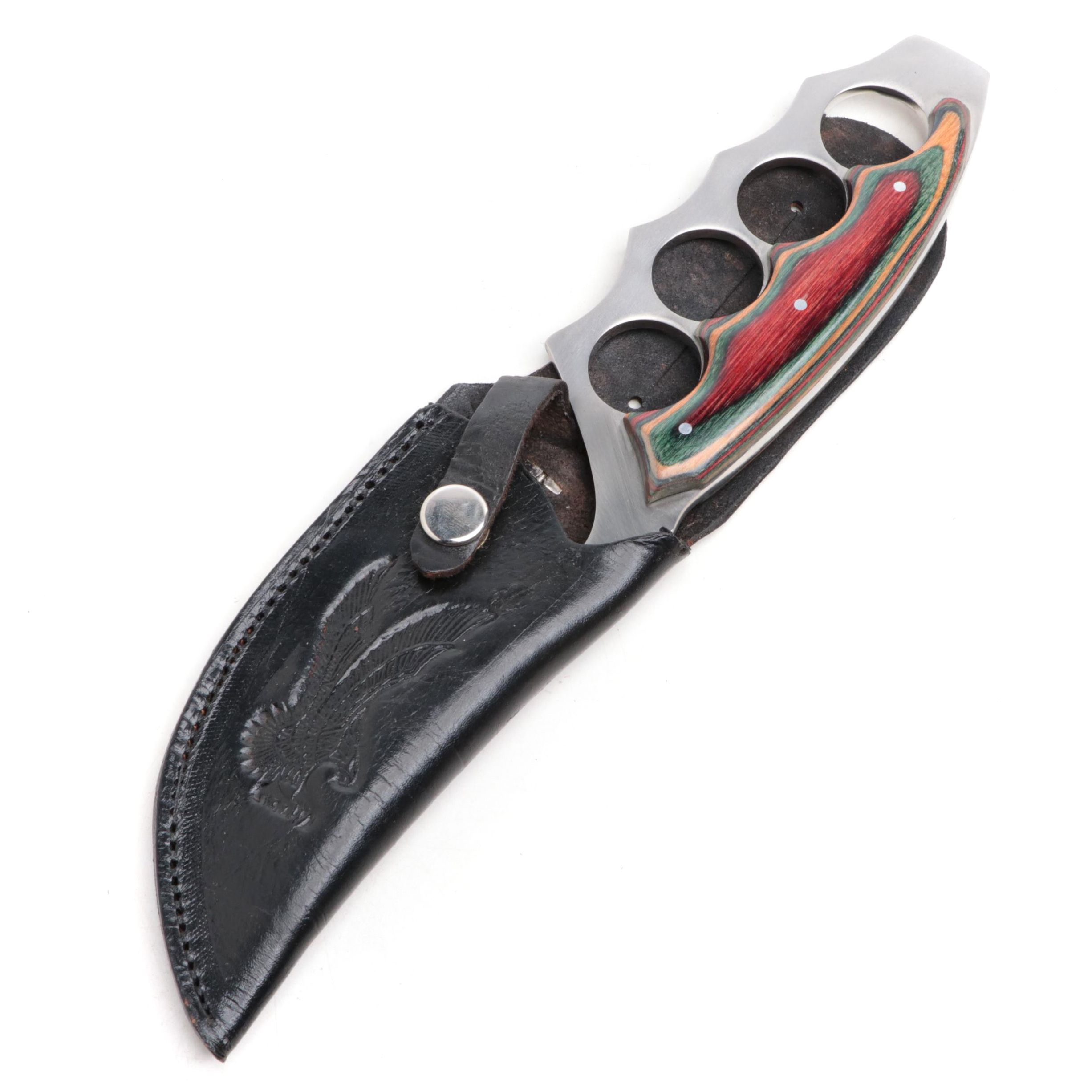 Wooden-Handled and Stainless Steel Giant Skinner Knife with Scabbard