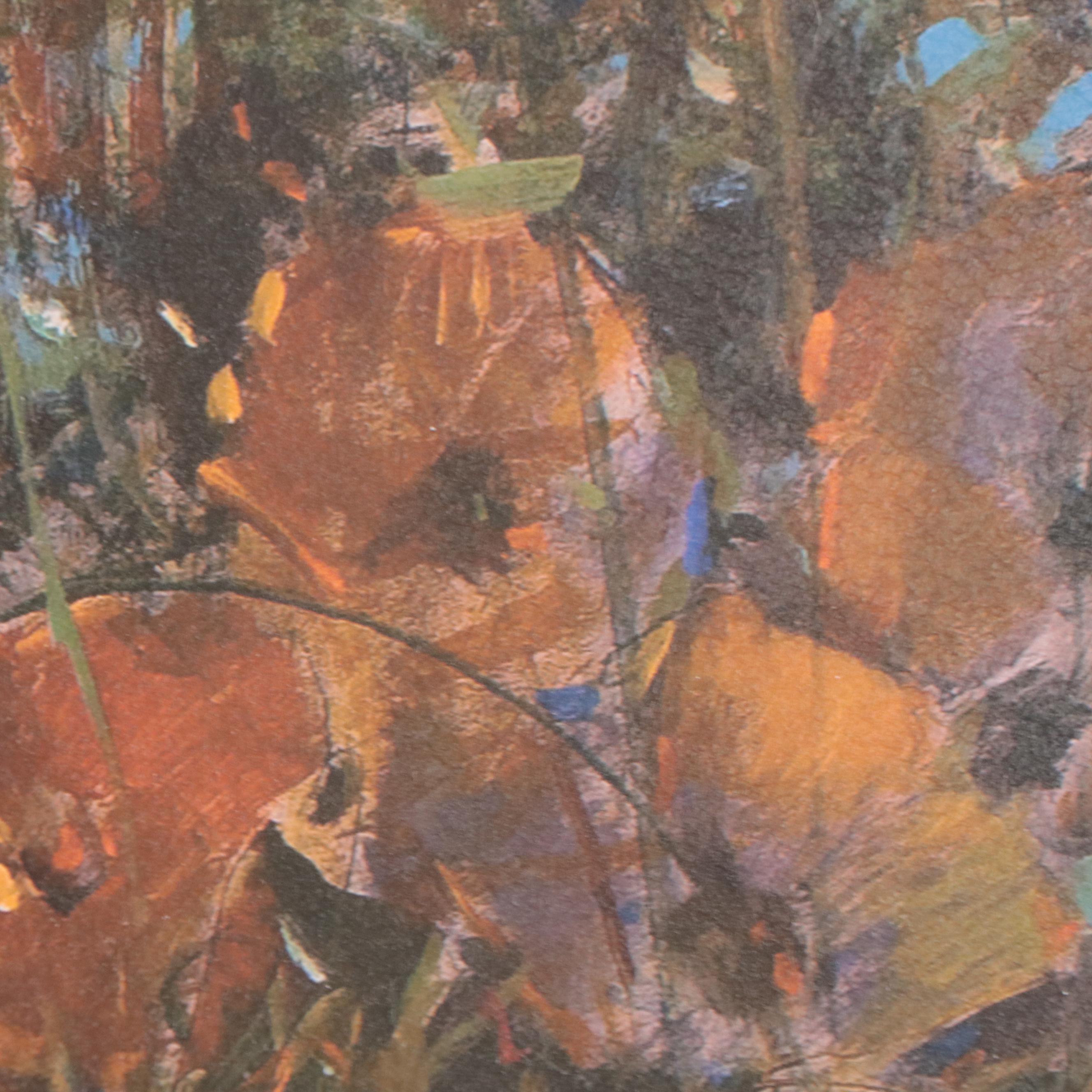 Embellished Offset Lithograph of Yellow Poppies