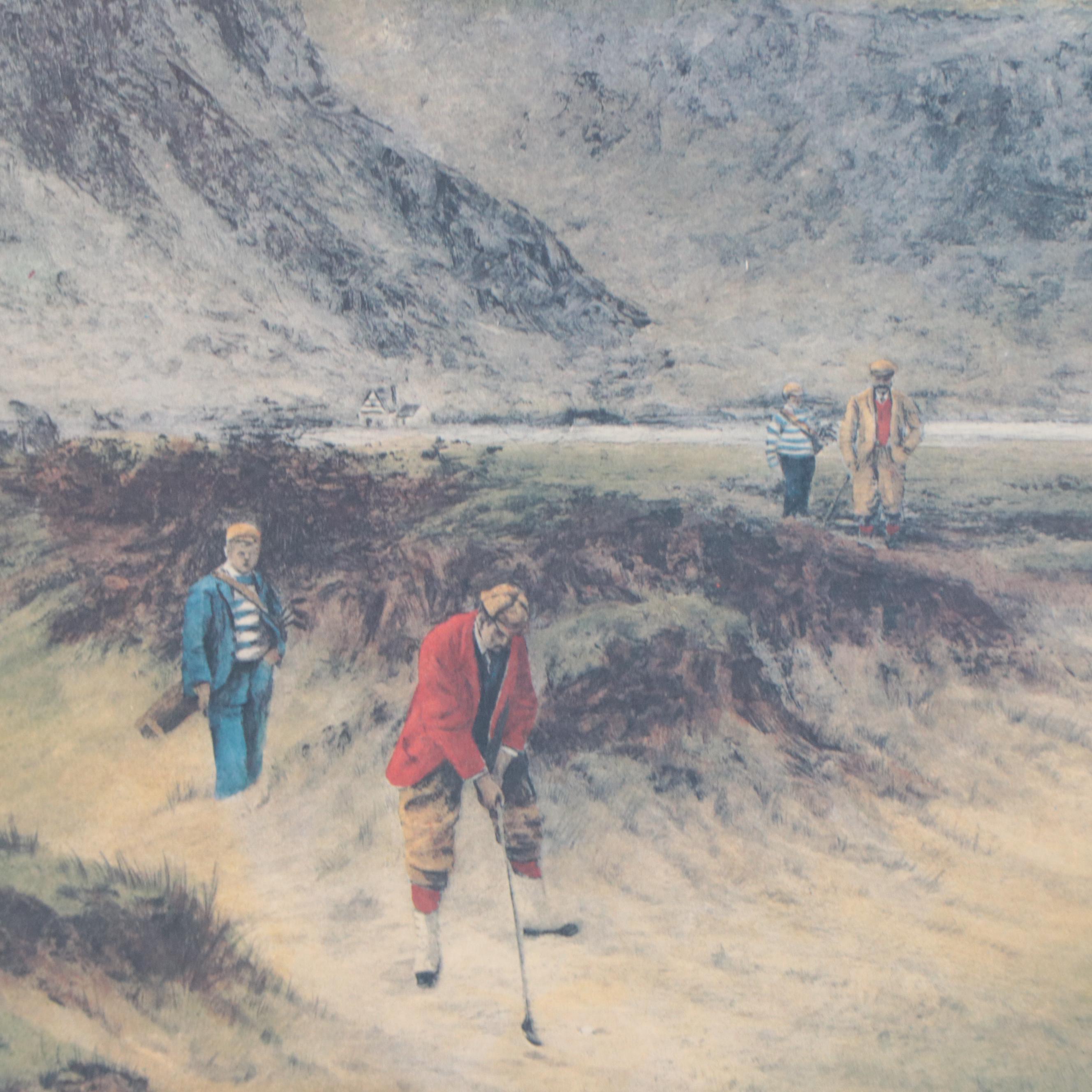 Golf Scene Offset Lithographs After Douglas Adams Including "The Putting Green"