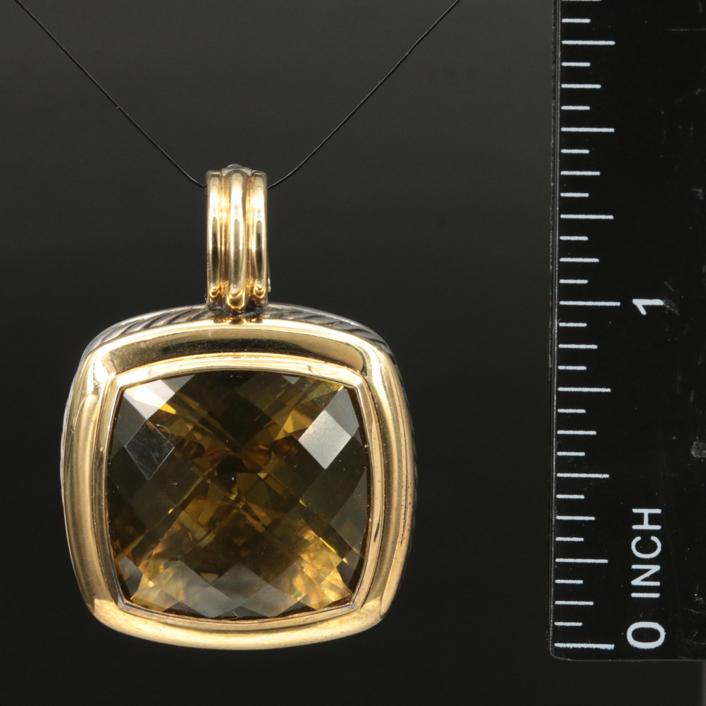 David Yurman "Large Albion" Sterling Citrine Enhancer Pendant with 18K Accent