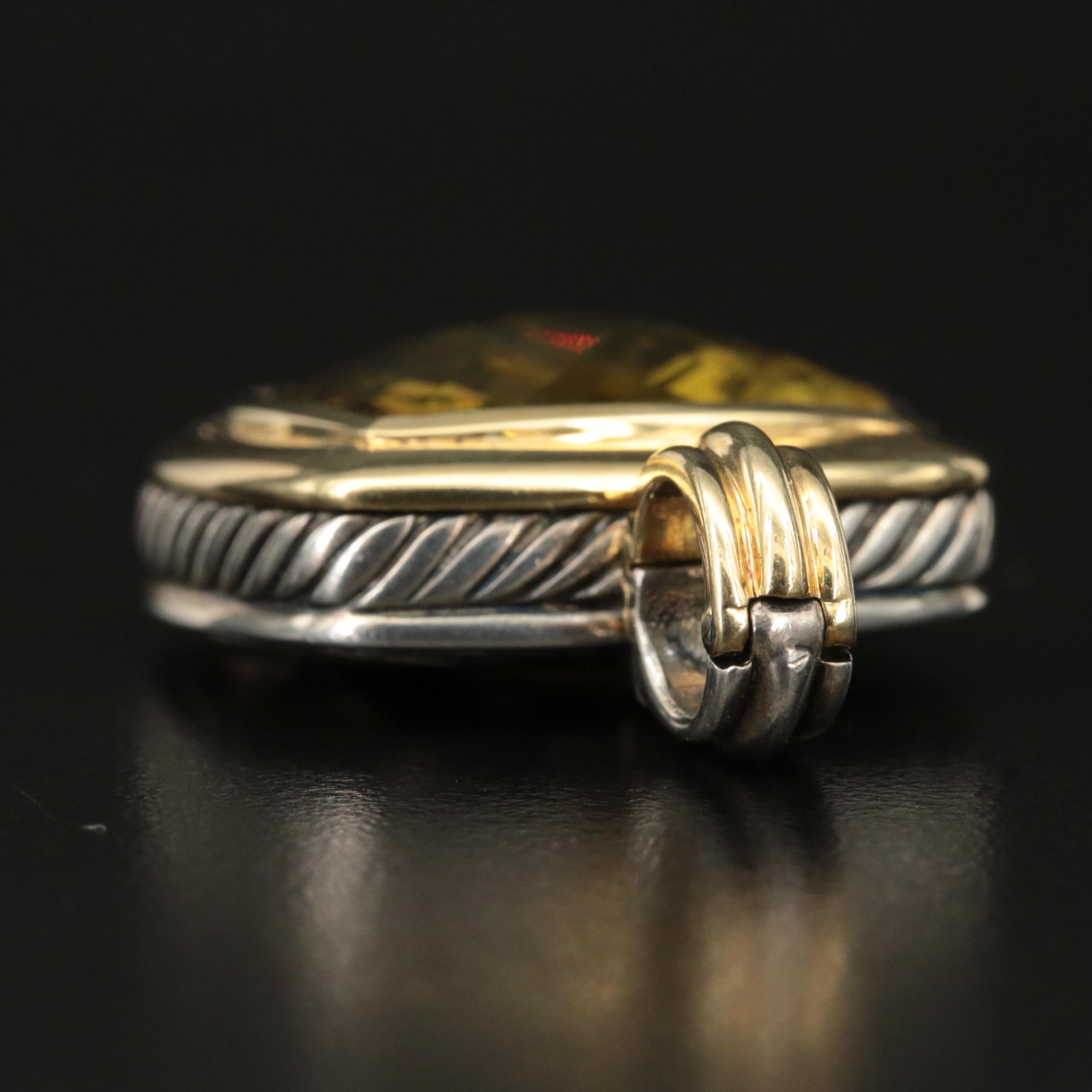 David Yurman "Large Albion" Sterling Citrine Enhancer Pendant with 18K Accent