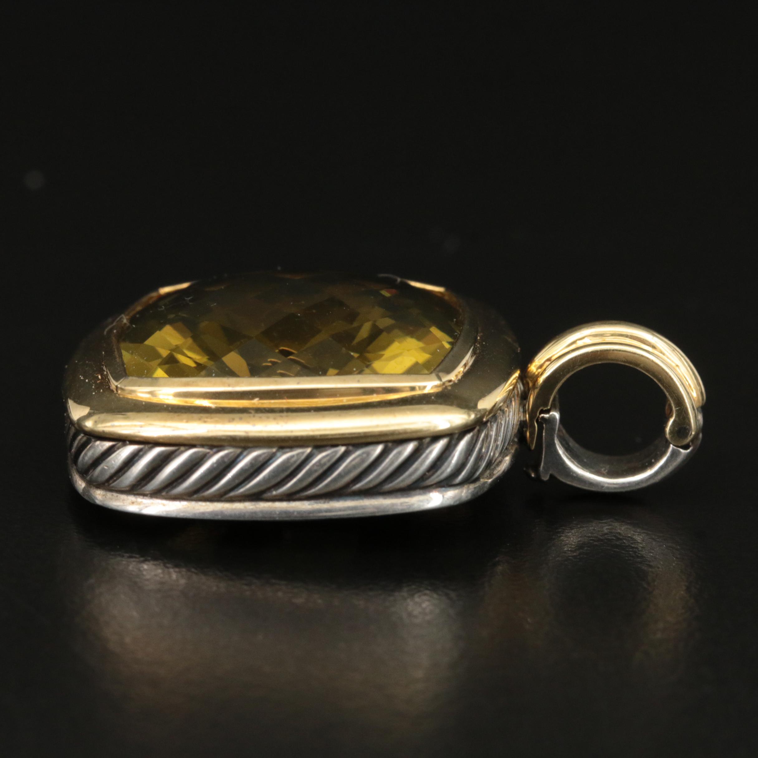 David Yurman "Large Albion" Sterling Citrine Enhancer Pendant with 18K Accent