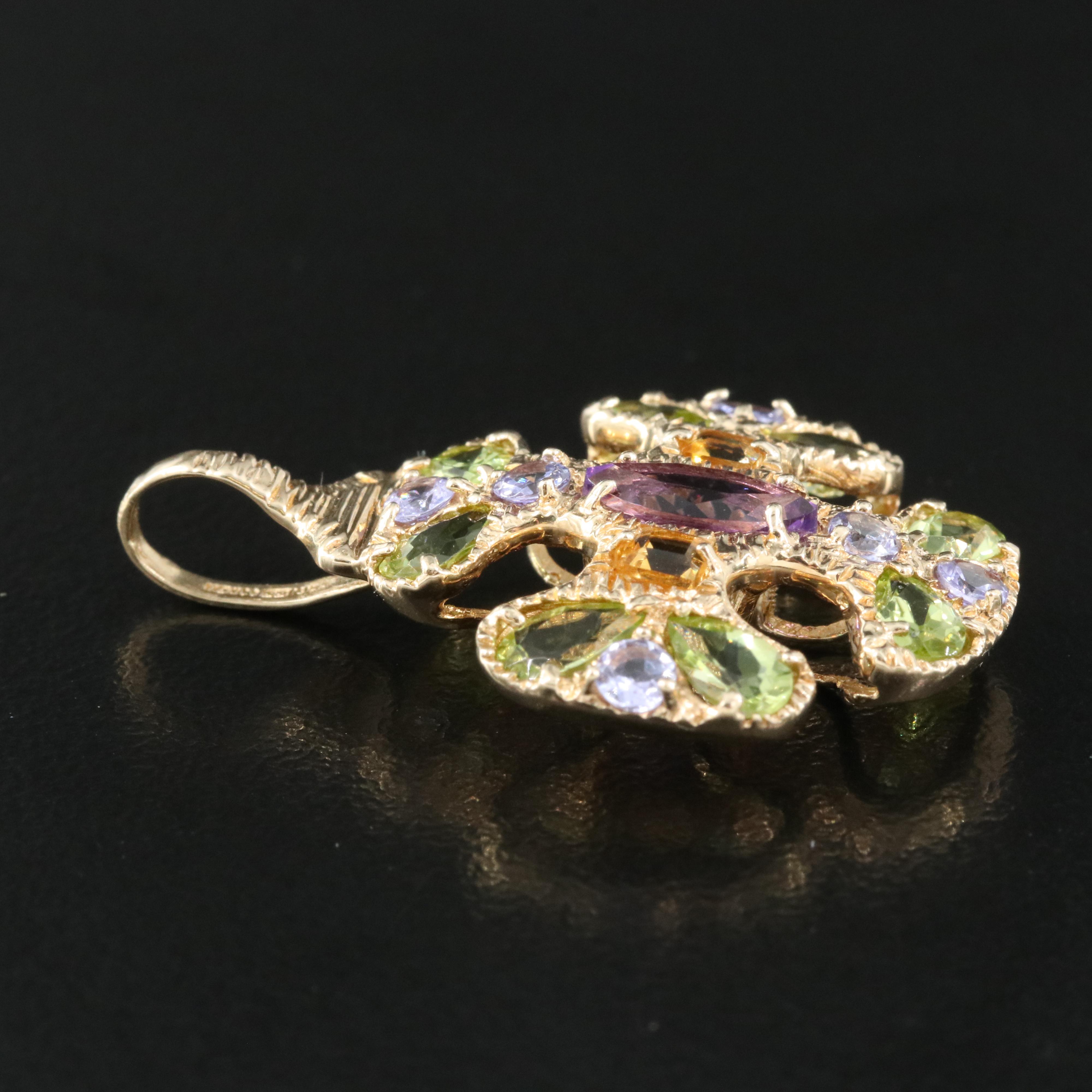 14K Tanzanite, Amethyst, Peridot and Citrine Pendant