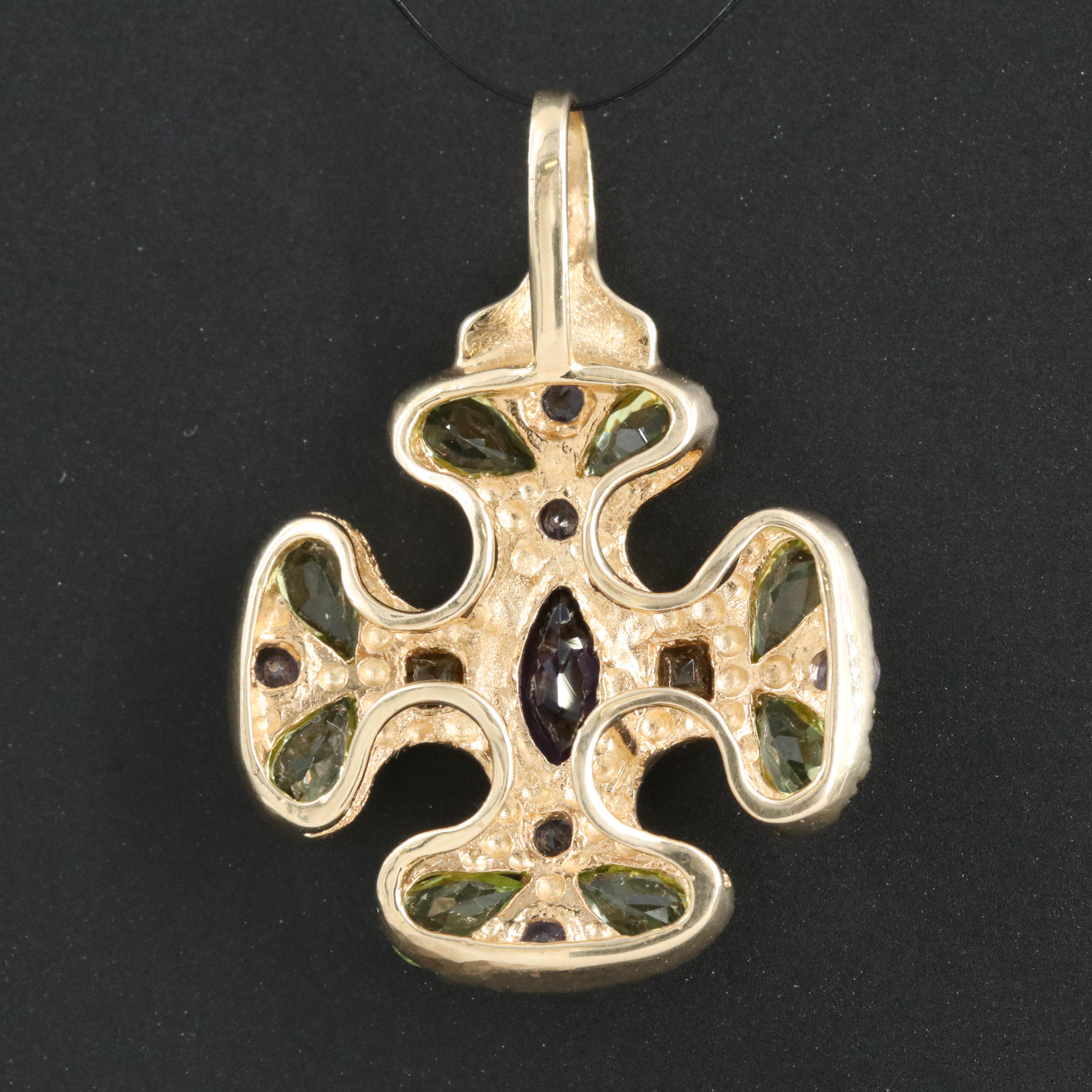 14K Tanzanite, Amethyst, Peridot and Citrine Pendant