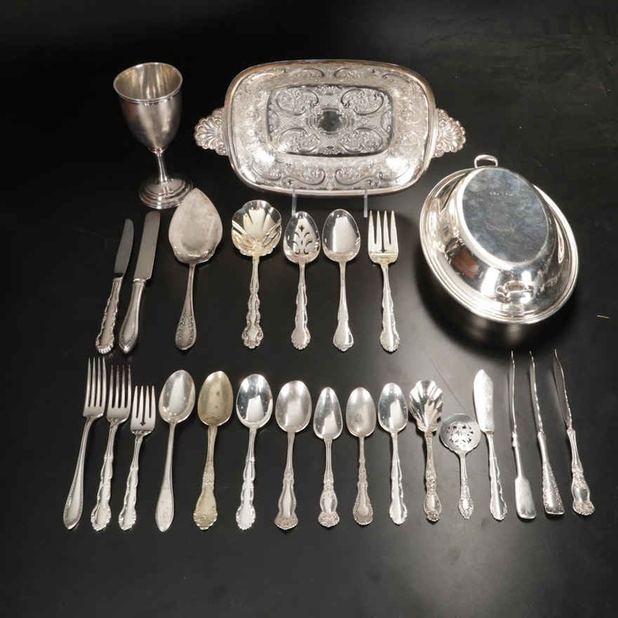 1881 Rogers with Other Silver Plate Flatware and Serving Pieces, 20th Century
