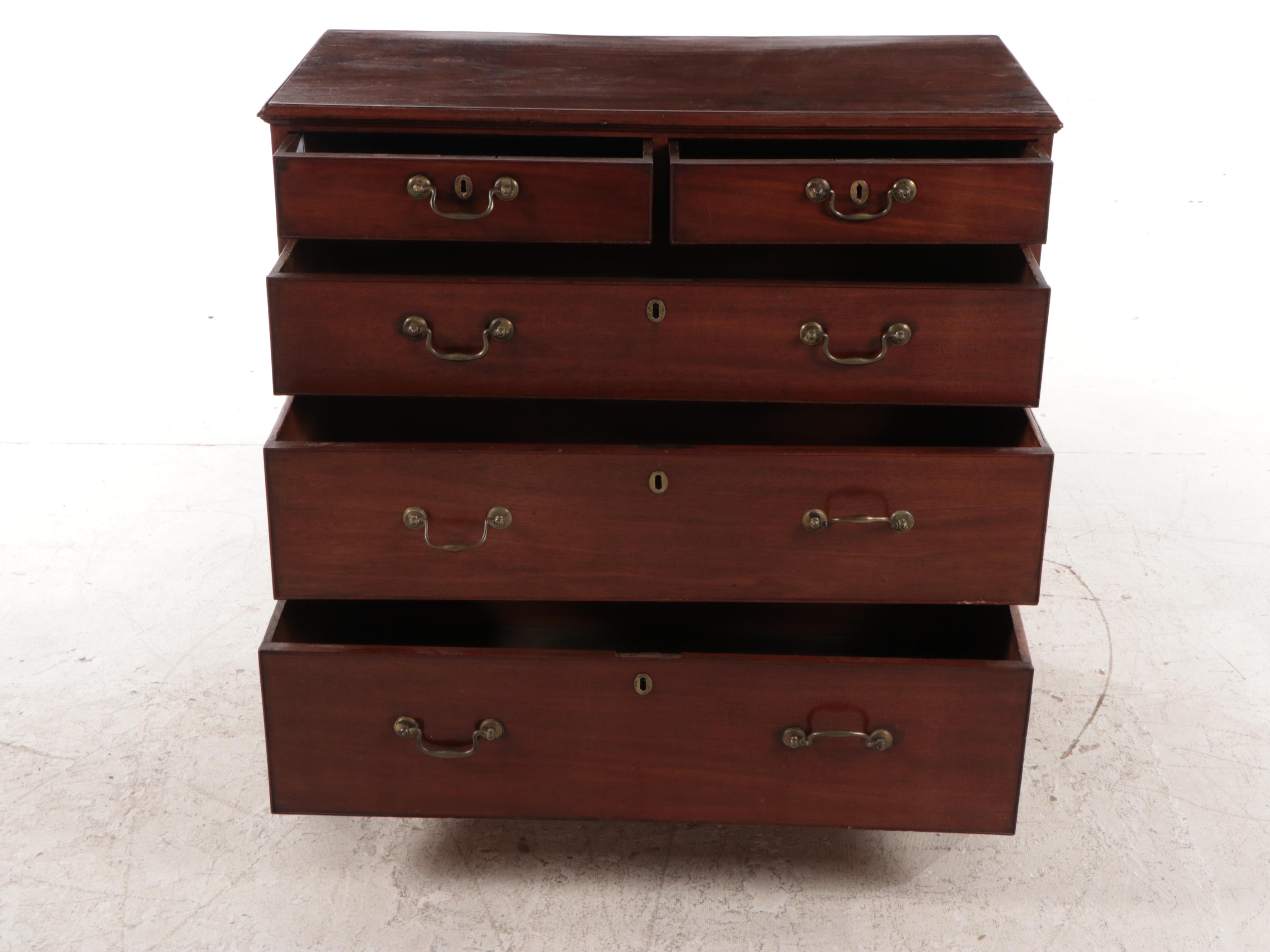 George III Mahogany Five-Drawer Chest, Late 18th Century