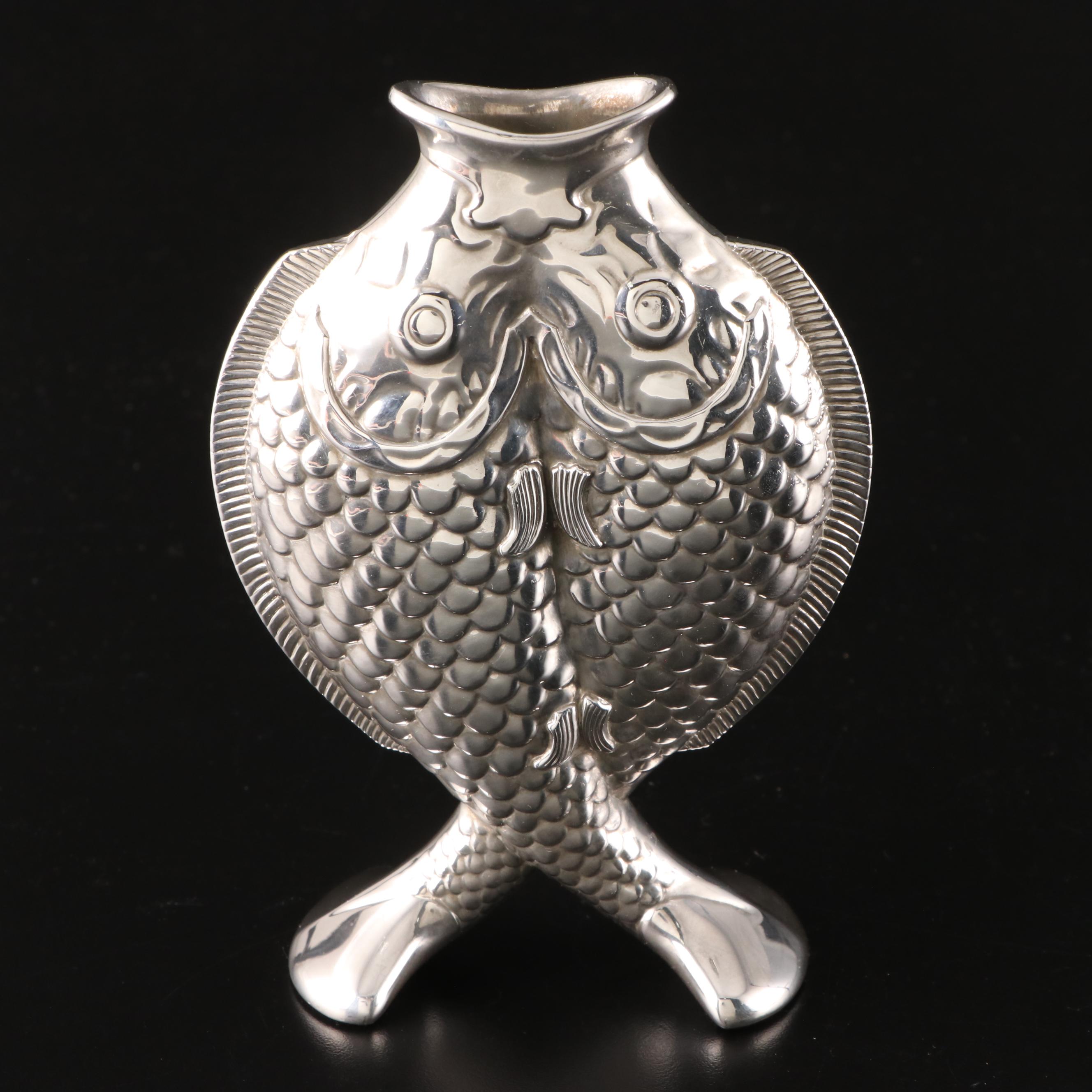 Christofle Silver Plate "Deux Poissons" Bud Vase