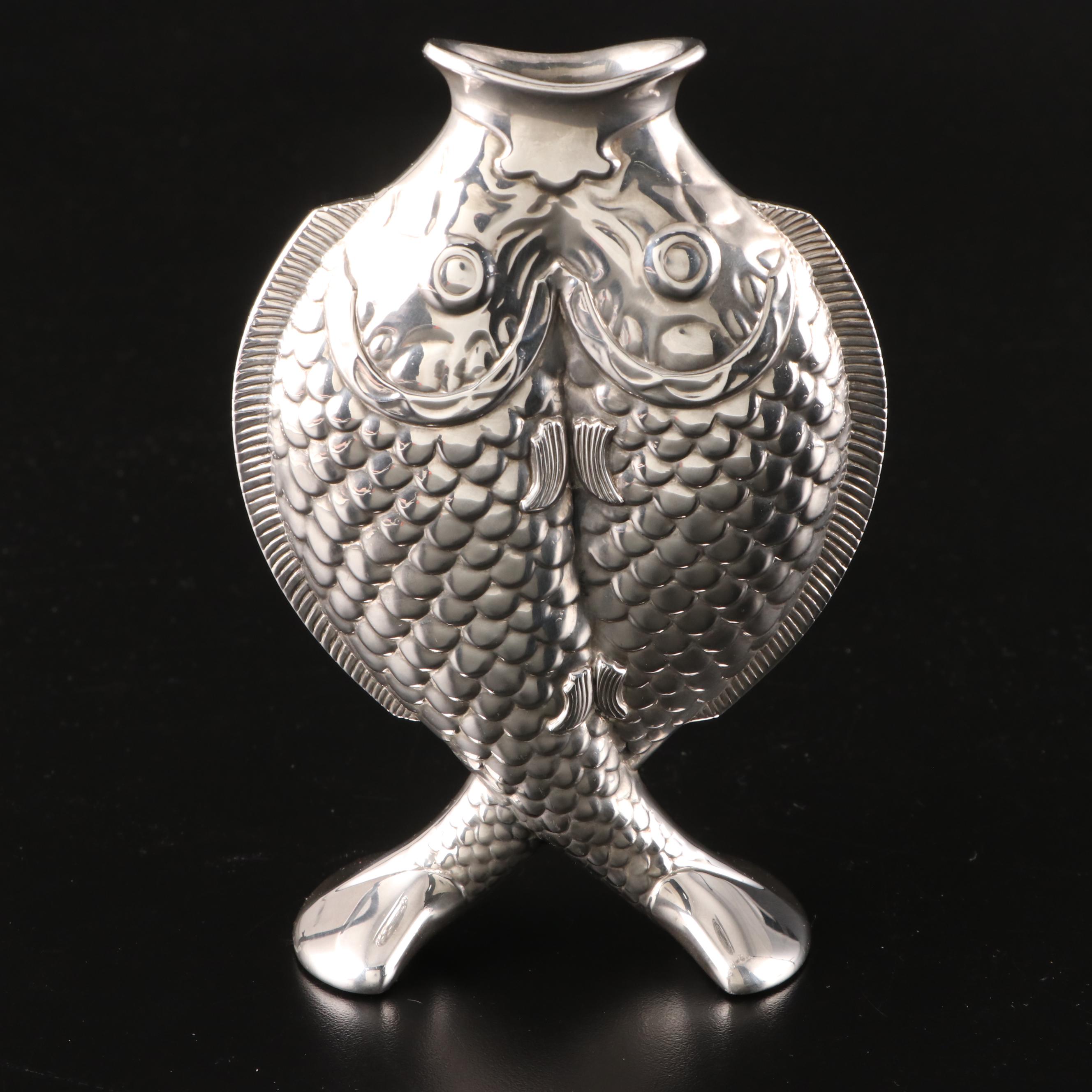 Christofle Silver Plate "Deux Poissons" Bud Vase
