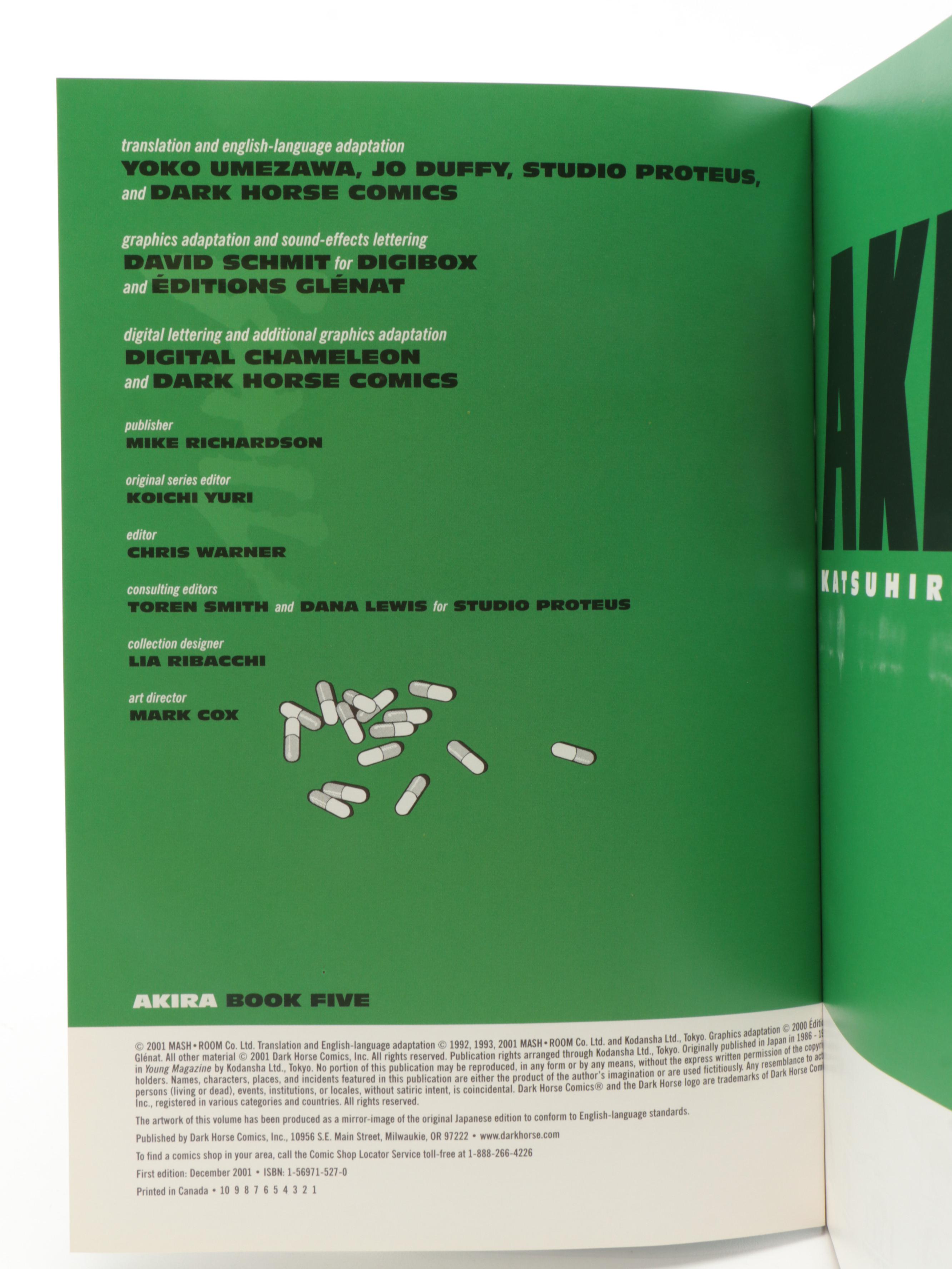 First Edition "Akira" Books 1-3 and Book 5 by Katsuhiro Otomo