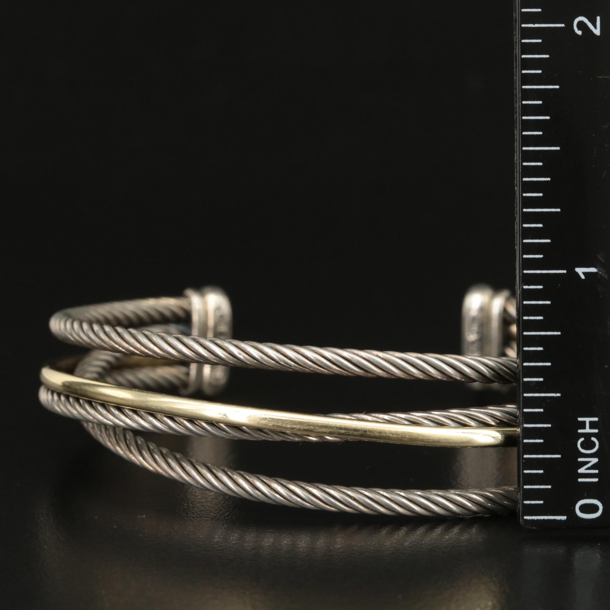 David Yurman Cable Sterling Crossover Cuff with 18K Accent