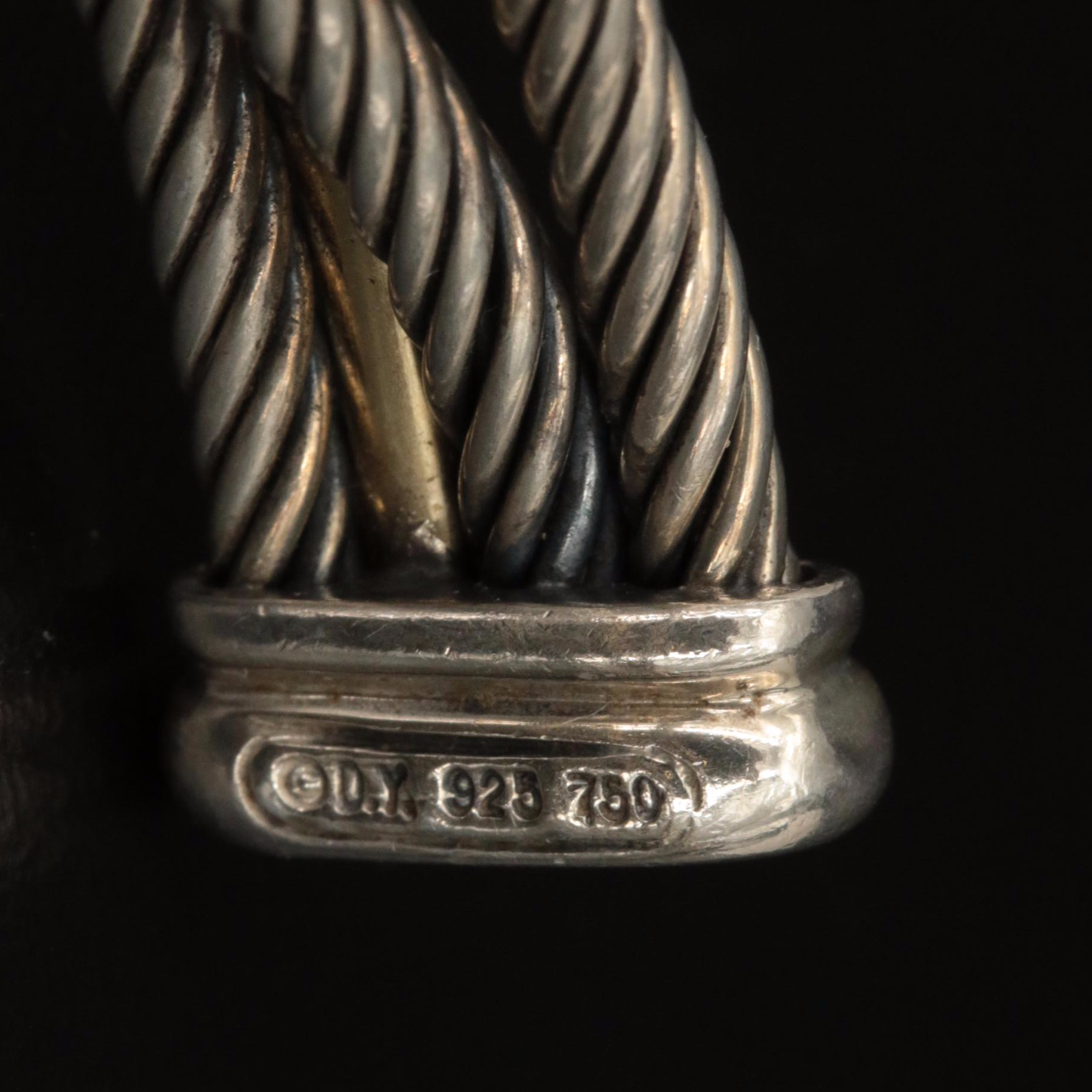 David Yurman Cable Sterling Crossover Cuff with 18K Accent