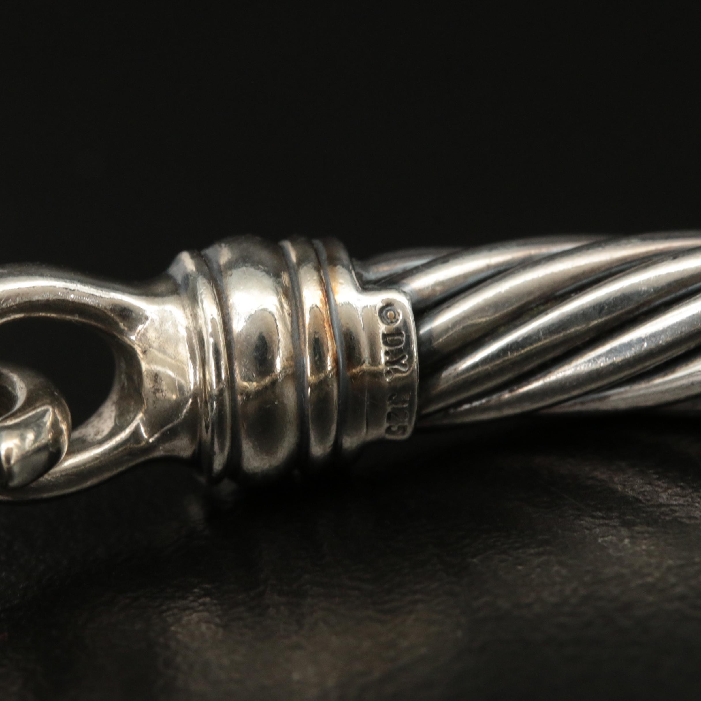 David Yurman "Hampton" Sterling Pearl Cable Station Bracelet